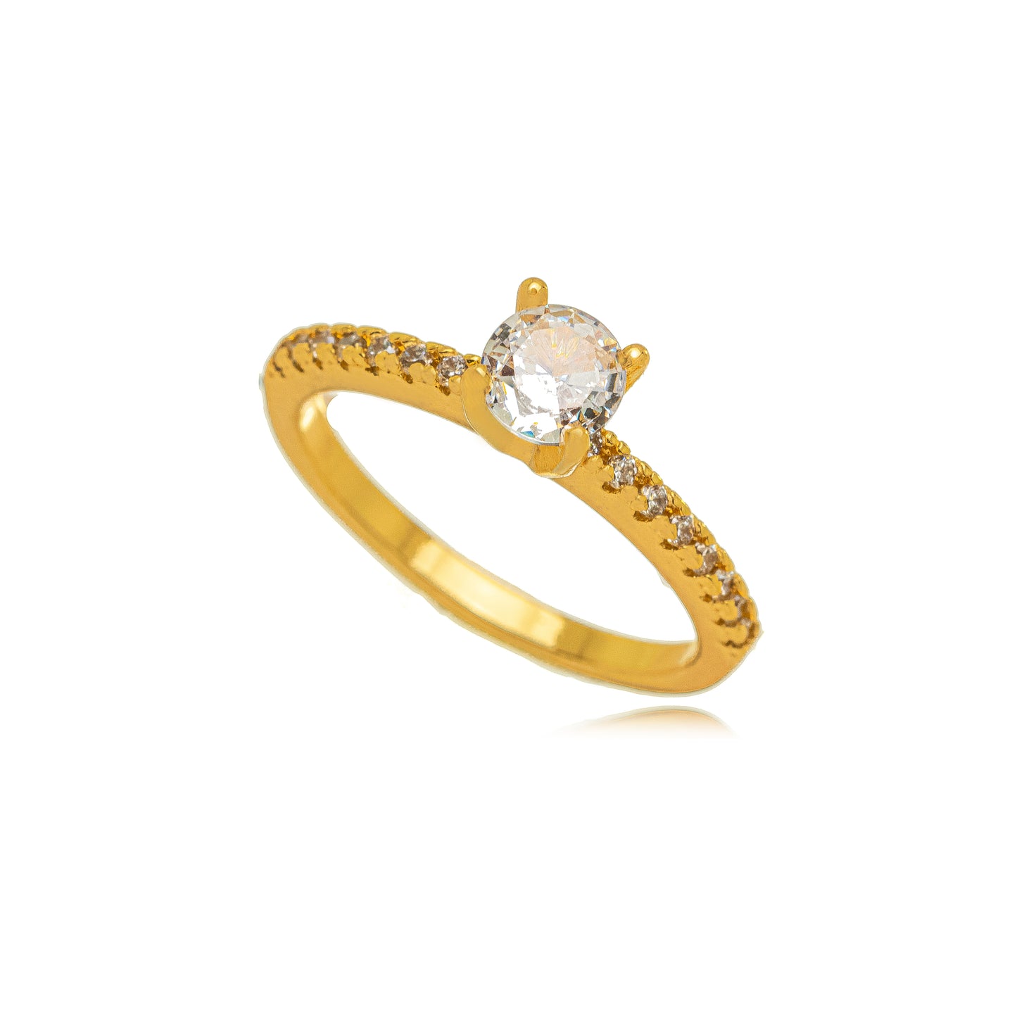 18K Gold Plated Solitaire Zirconia Ring 1.5mm