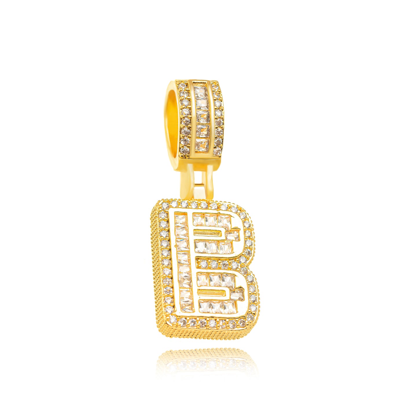 18K Gold Plated Personalized Letter Studded Zirconia Pendant