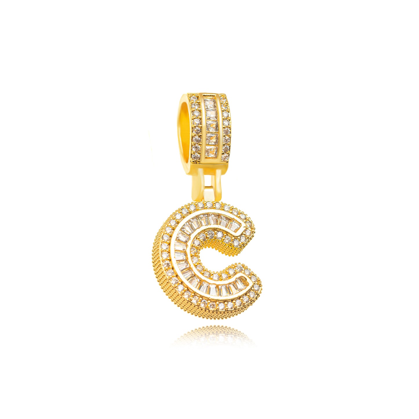 18K Gold Plated Personalized Letter Studded Zirconia Pendant