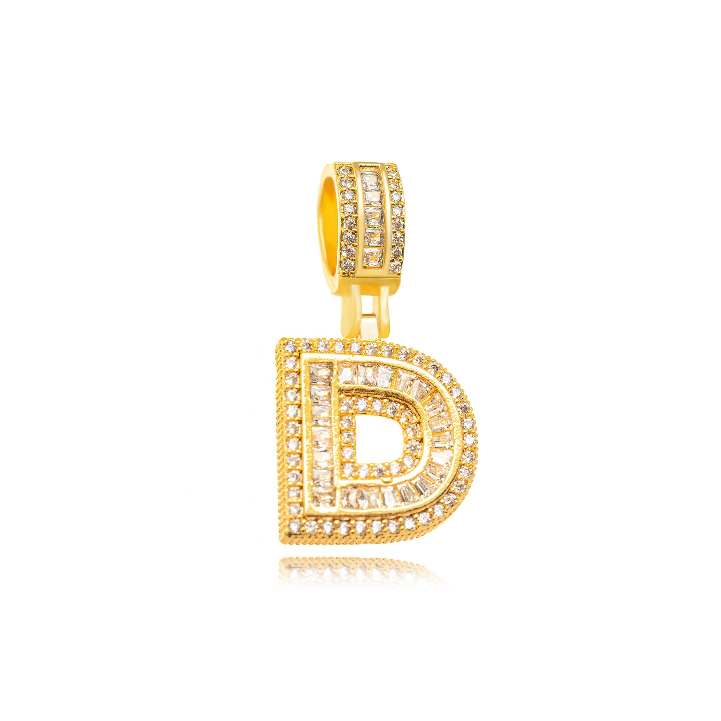 18K Gold Plated Personalized Letter Studded Zirconia Pendant