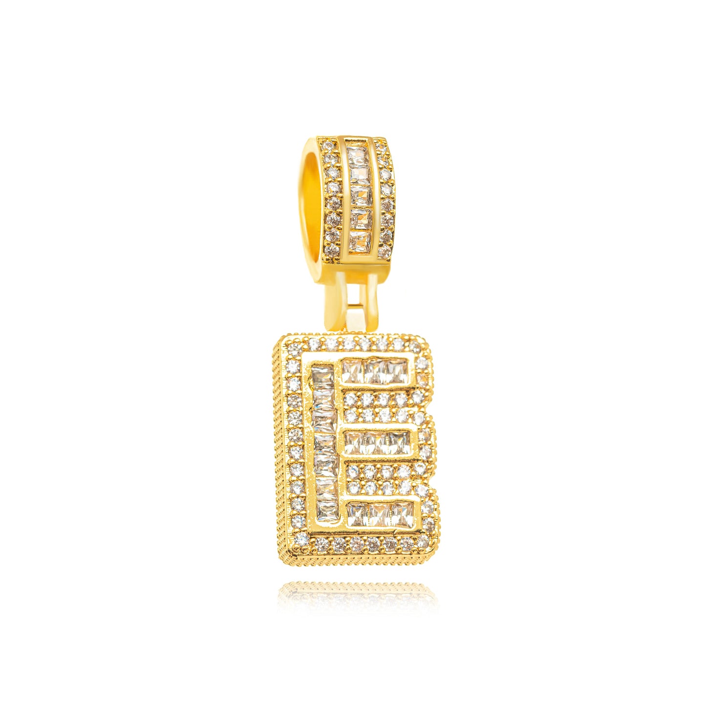 18K Gold Plated Personalized Letter Studded Zirconia Pendant