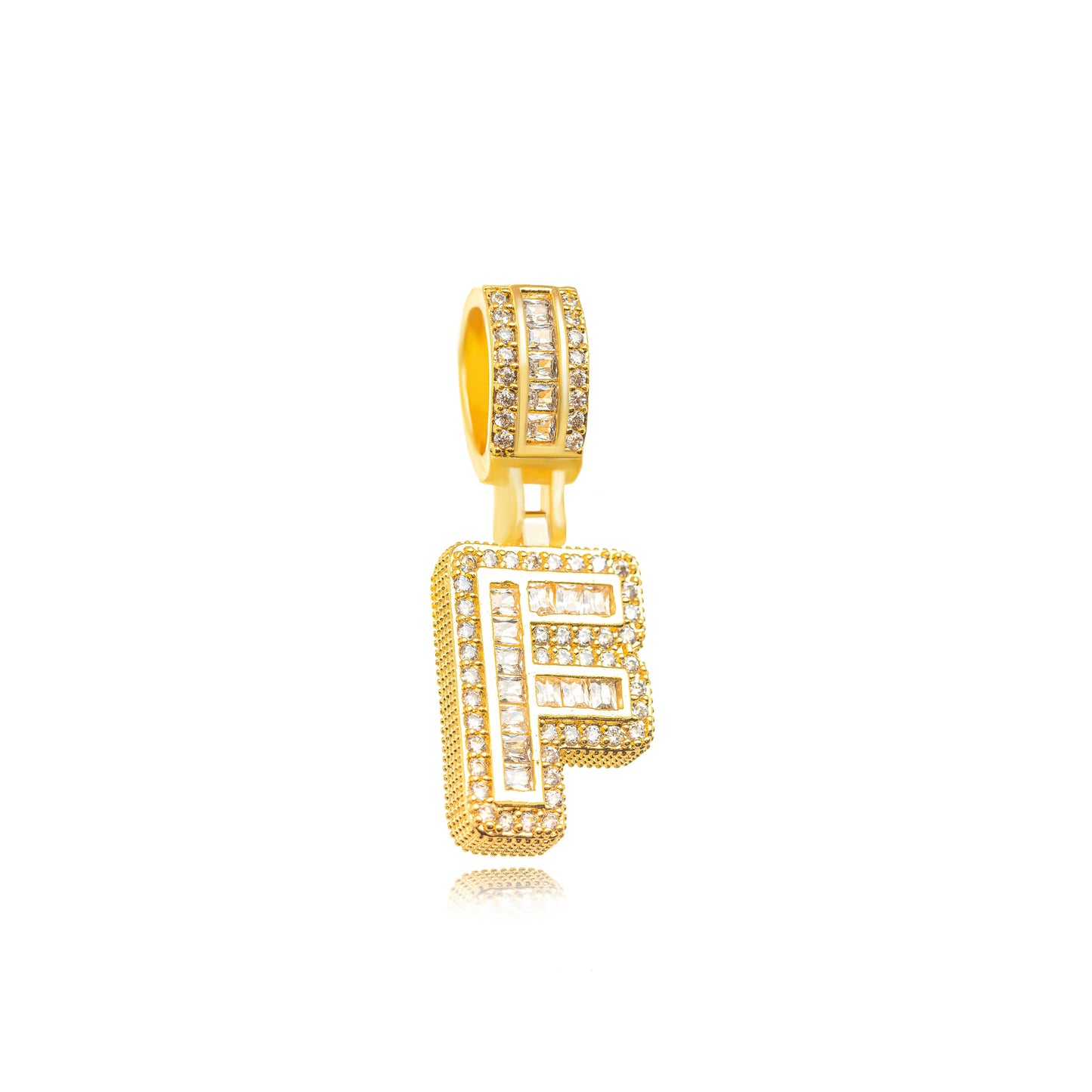 18K Gold Plated Personalized Letter Studded Zirconia Pendant