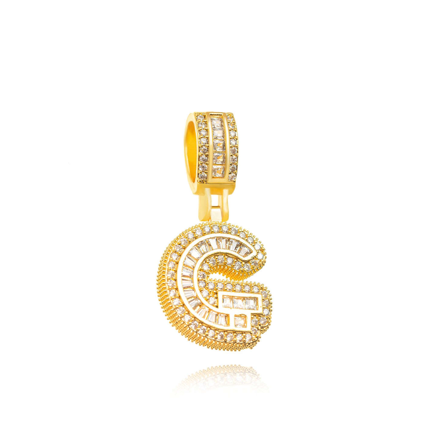 18K Gold Plated Personalized Letter Studded Zirconia Pendant