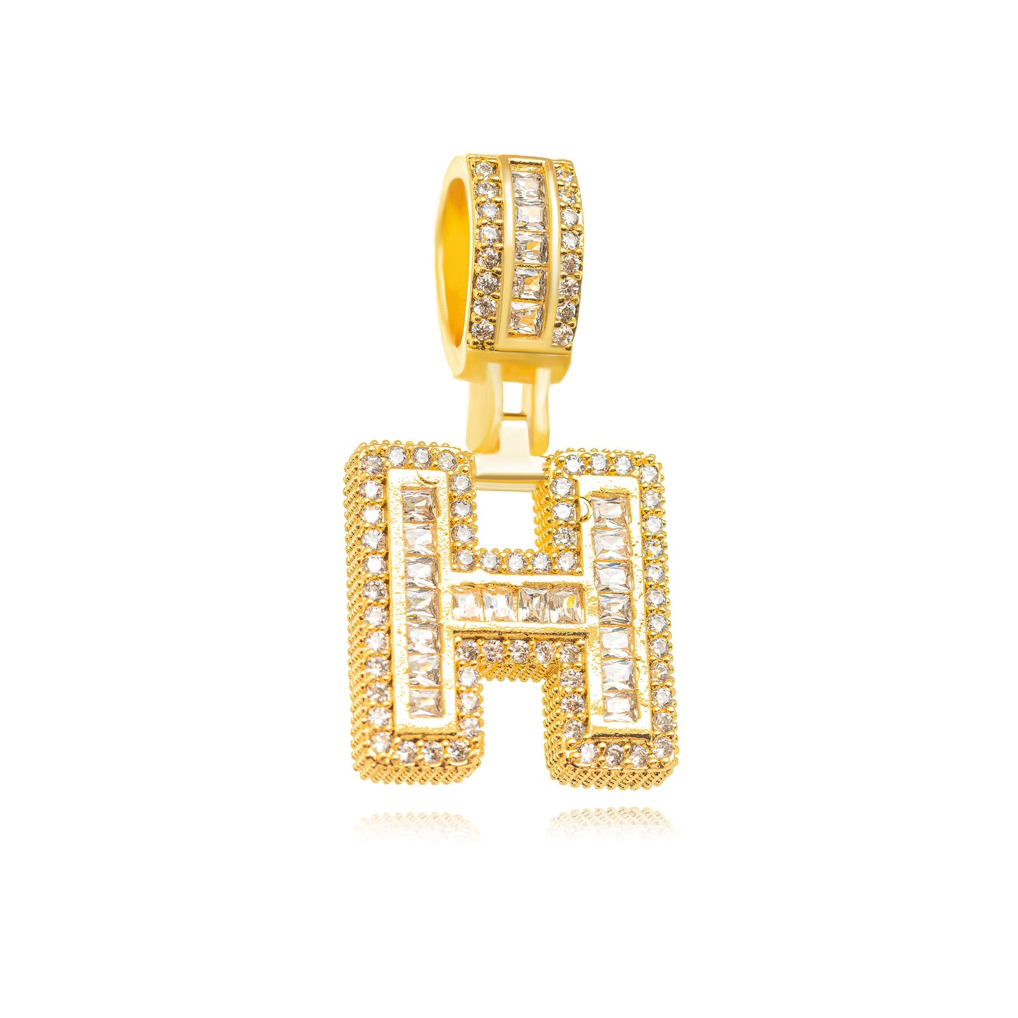 18K Gold Plated Personalized Letter Studded Zirconia Pendant
