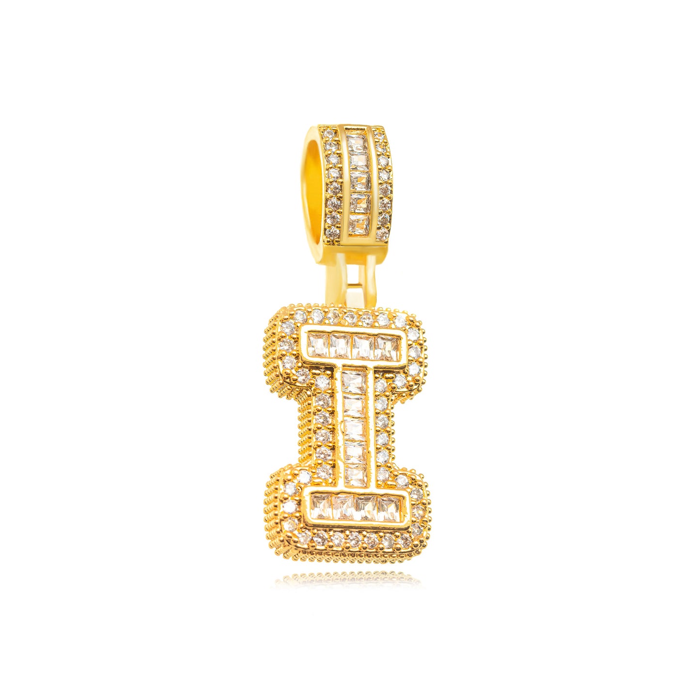 18K Gold Plated Personalized Letter Studded Zirconia Pendant
