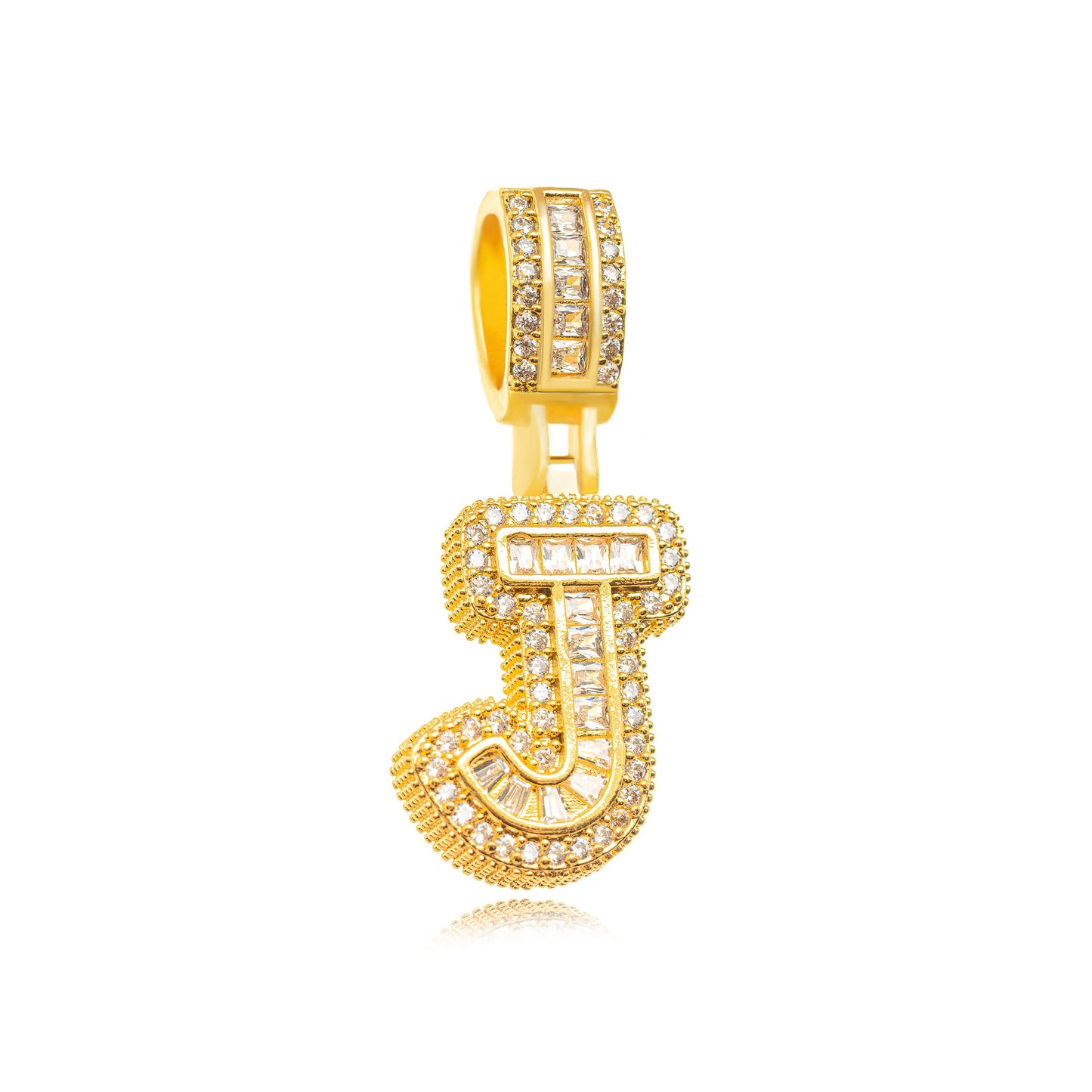 18K Gold Plated Personalized Letter Studded Zirconia Pendant
