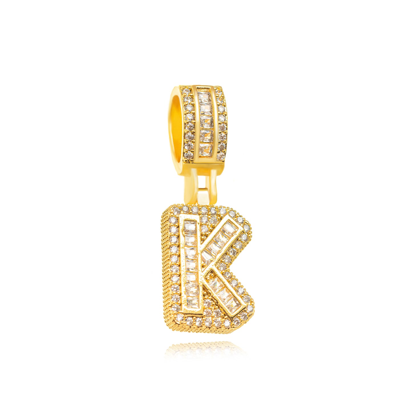 18K Gold Plated Personalized Letter Studded Zirconia Pendant
