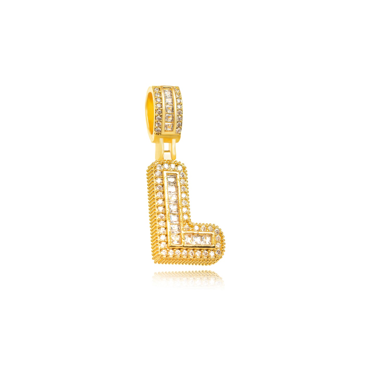 18K Gold Plated Personalized Letter Studded Zirconia Pendant