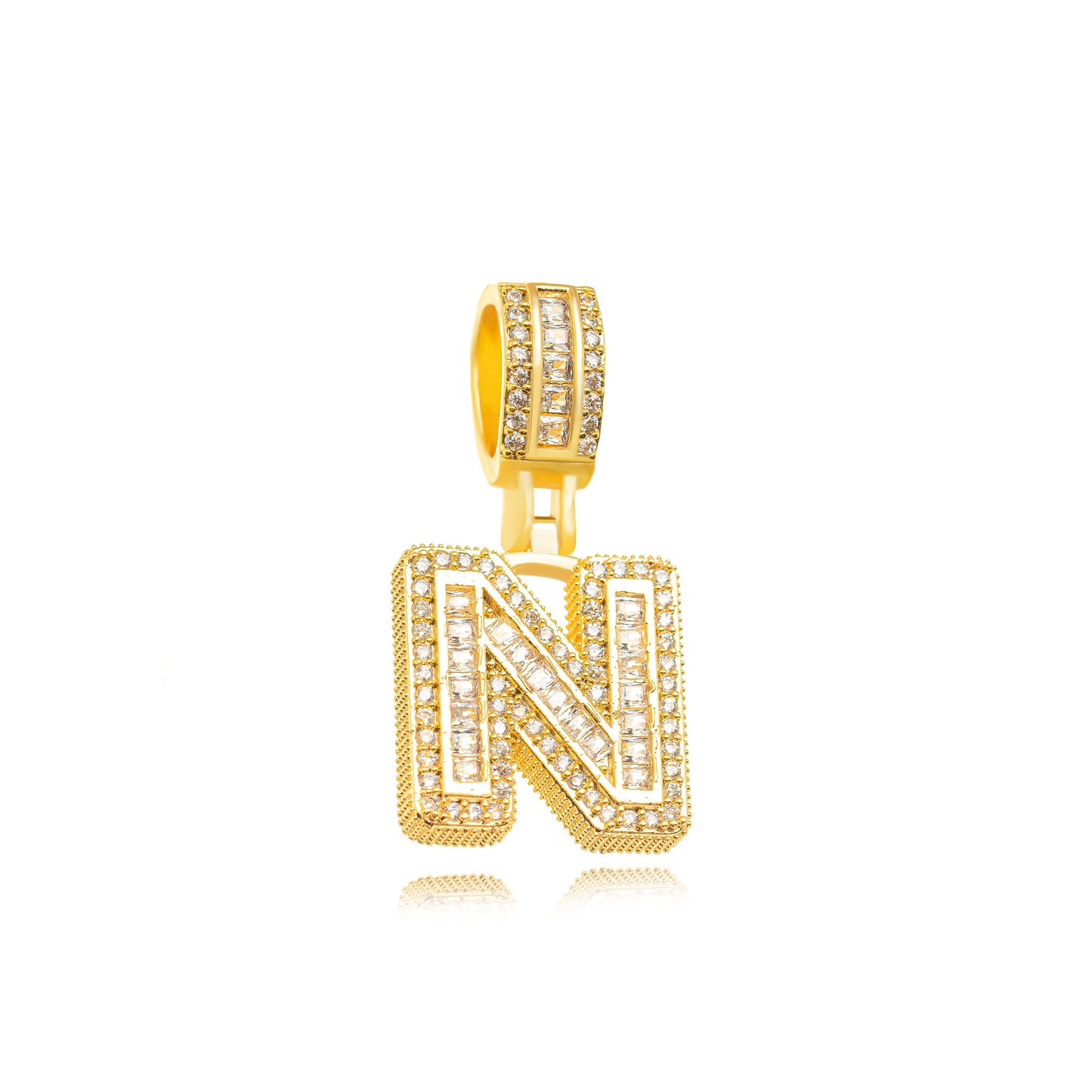 18K Gold Plated Personalized Letter Studded Zirconia Pendant