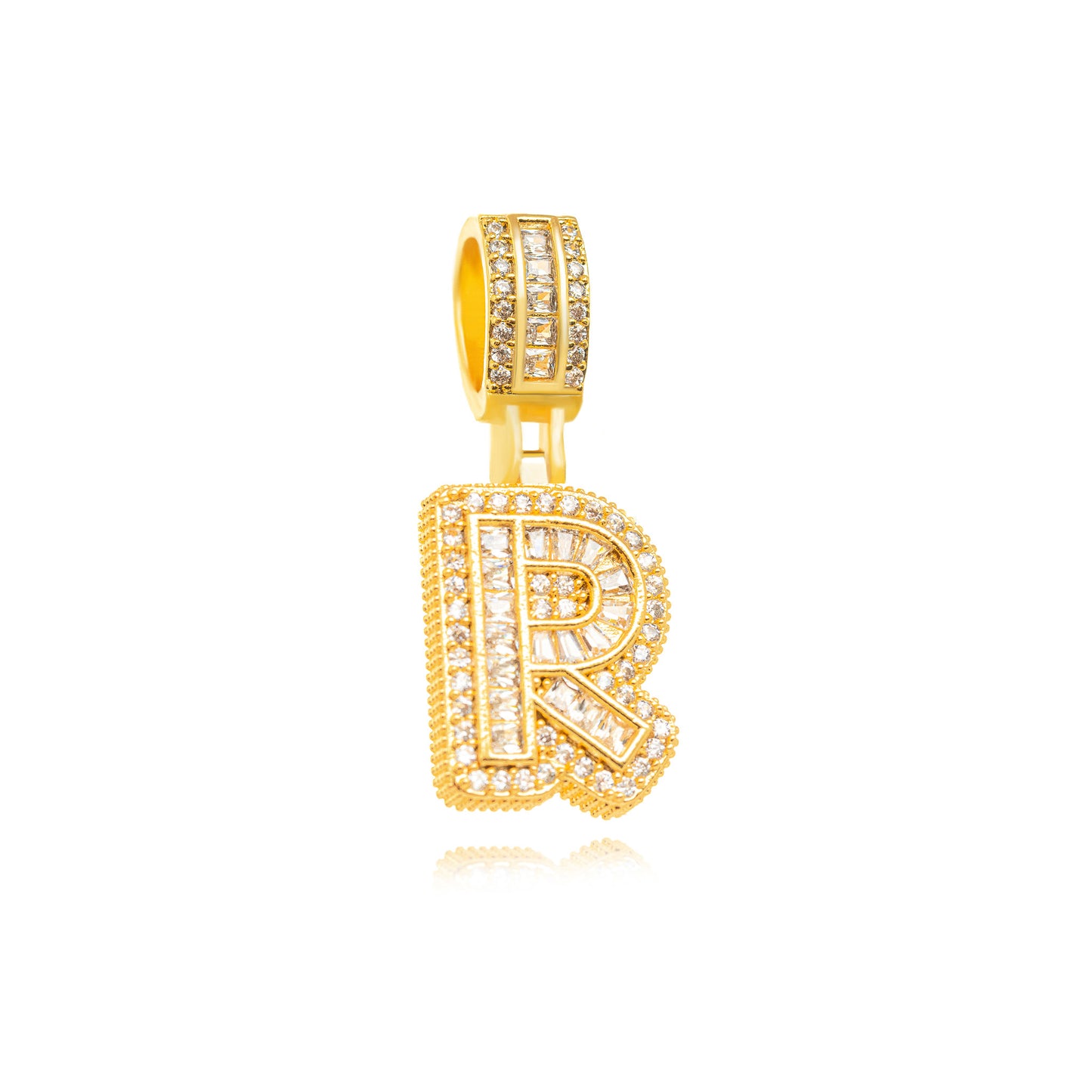 18K Gold Plated Personalized Letter Studded Zirconia Pendant