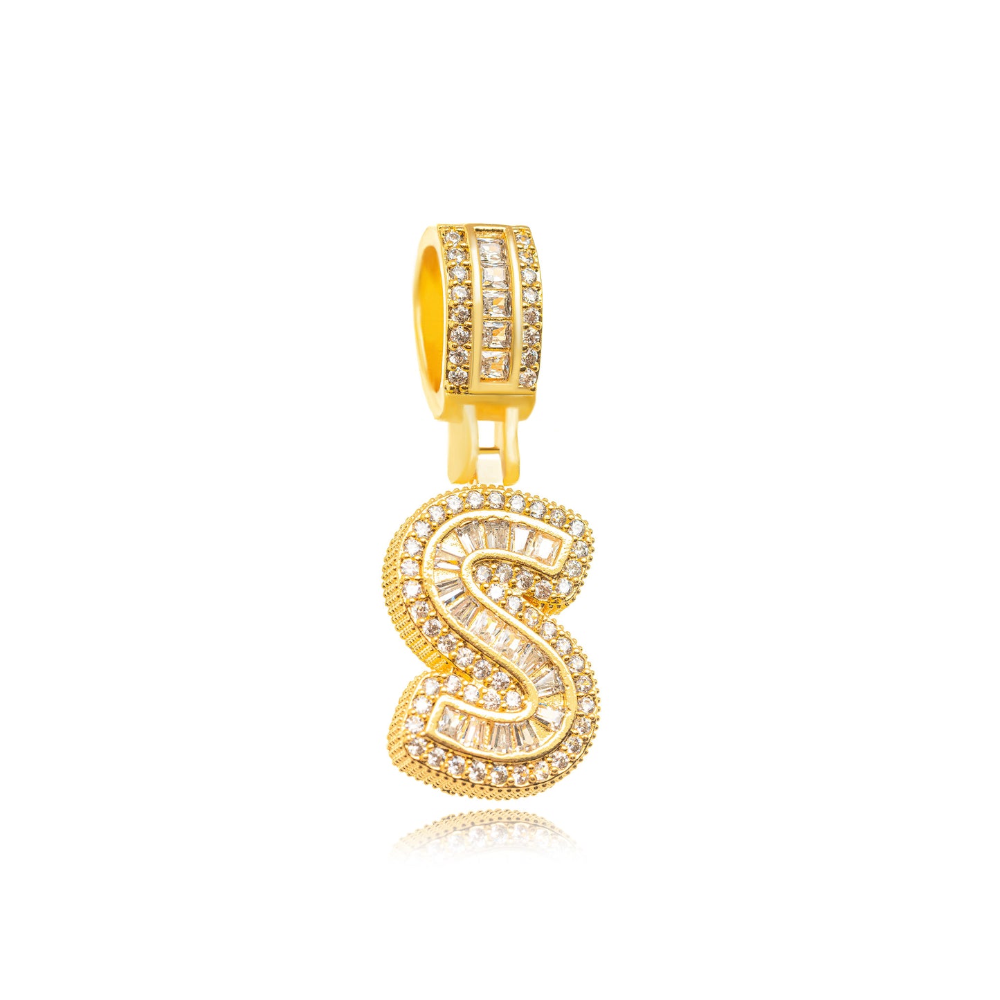 18K Gold Plated Personalized Letter Studded Zirconia Pendant