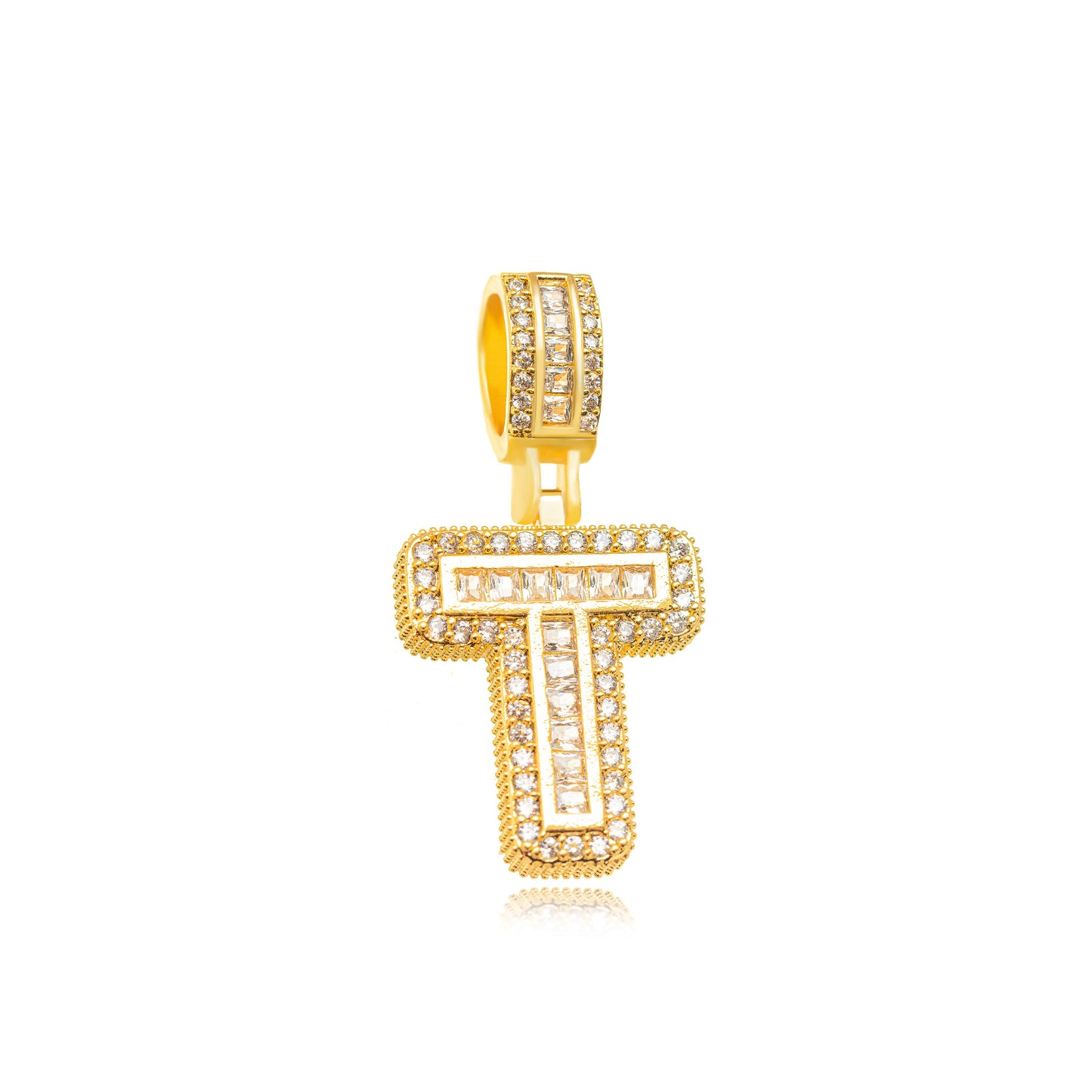 18K Gold Plated Personalized Letter Studded Zirconia Pendant