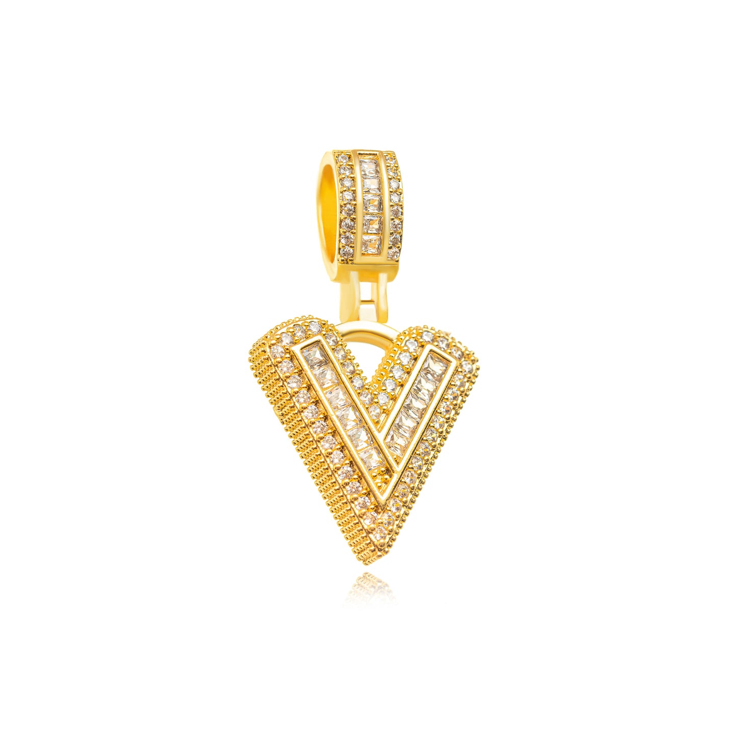 18K Gold Plated Personalized Letter Studded Zirconia Pendant