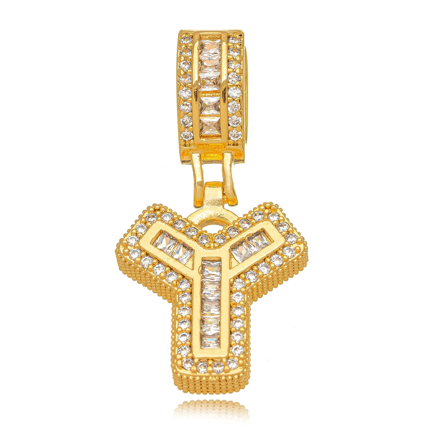 18K Gold Plated Personalized Letter Studded Zirconia Pendant