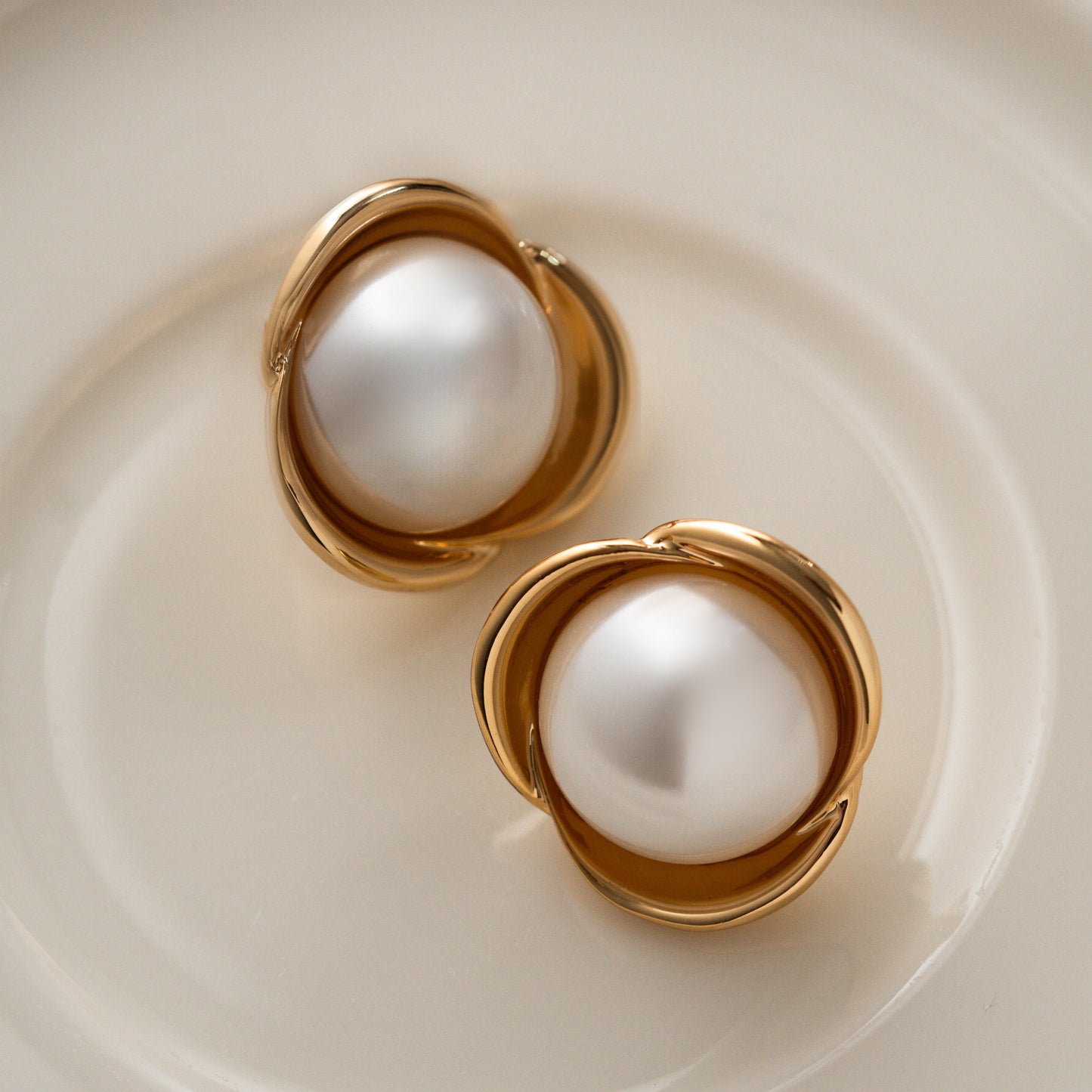 18K Gold Plated Pearl Stud Earrings