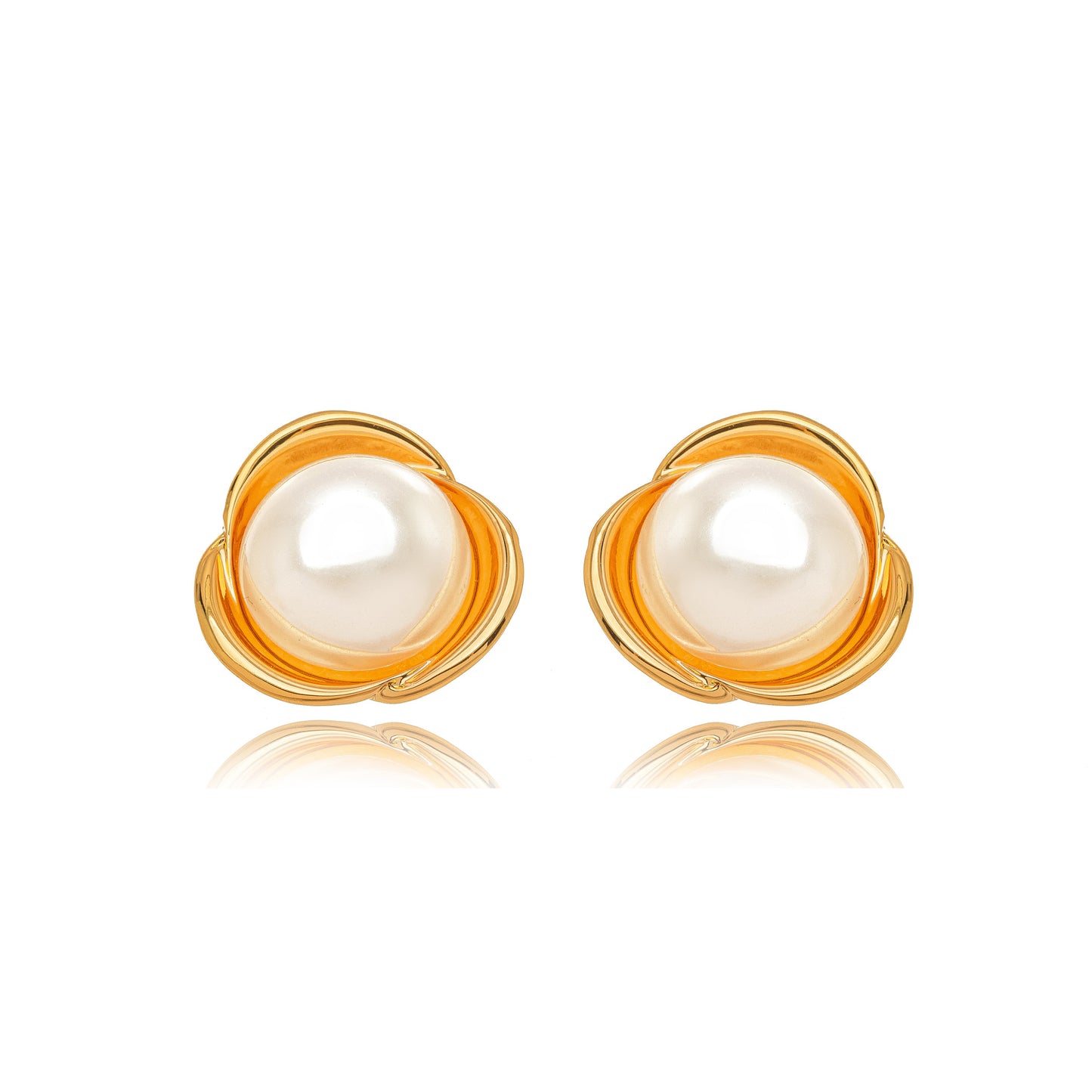 18K Gold Plated Pearl Stud Earrings