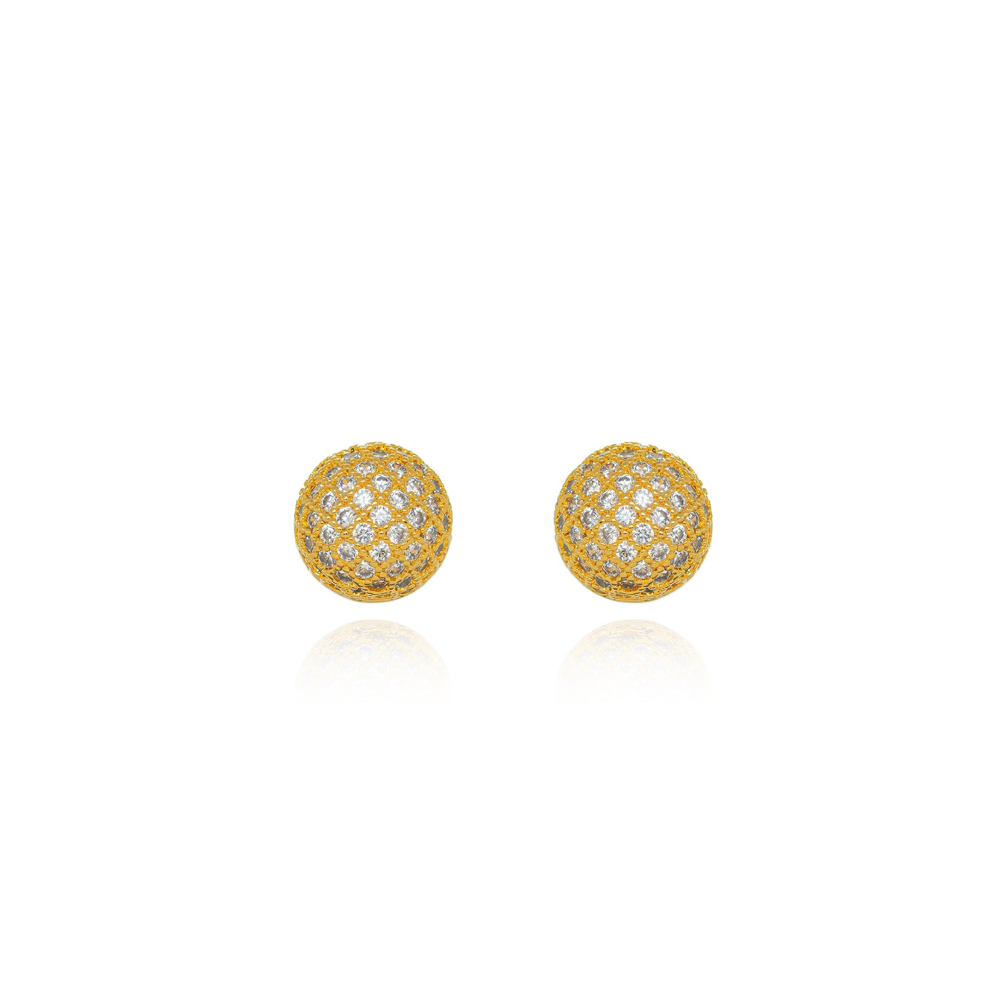 Half Moon Pavé Studs Earrings - 18K Gold Plated