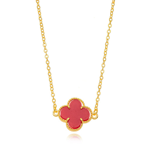 Red Lucky Clover - 18K Gold Plated Choker