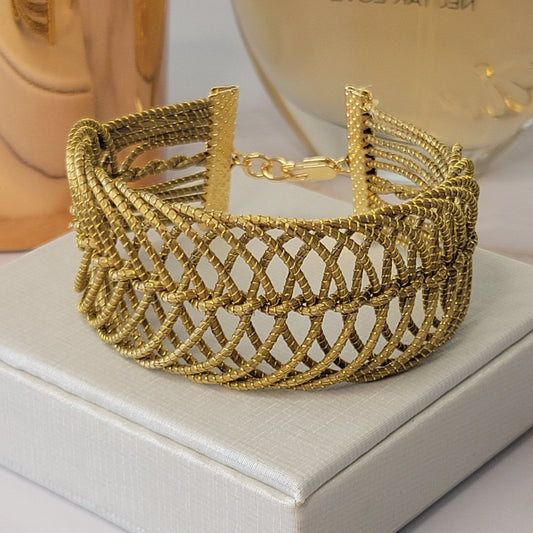 Thick Golden Grass Open Bracelet