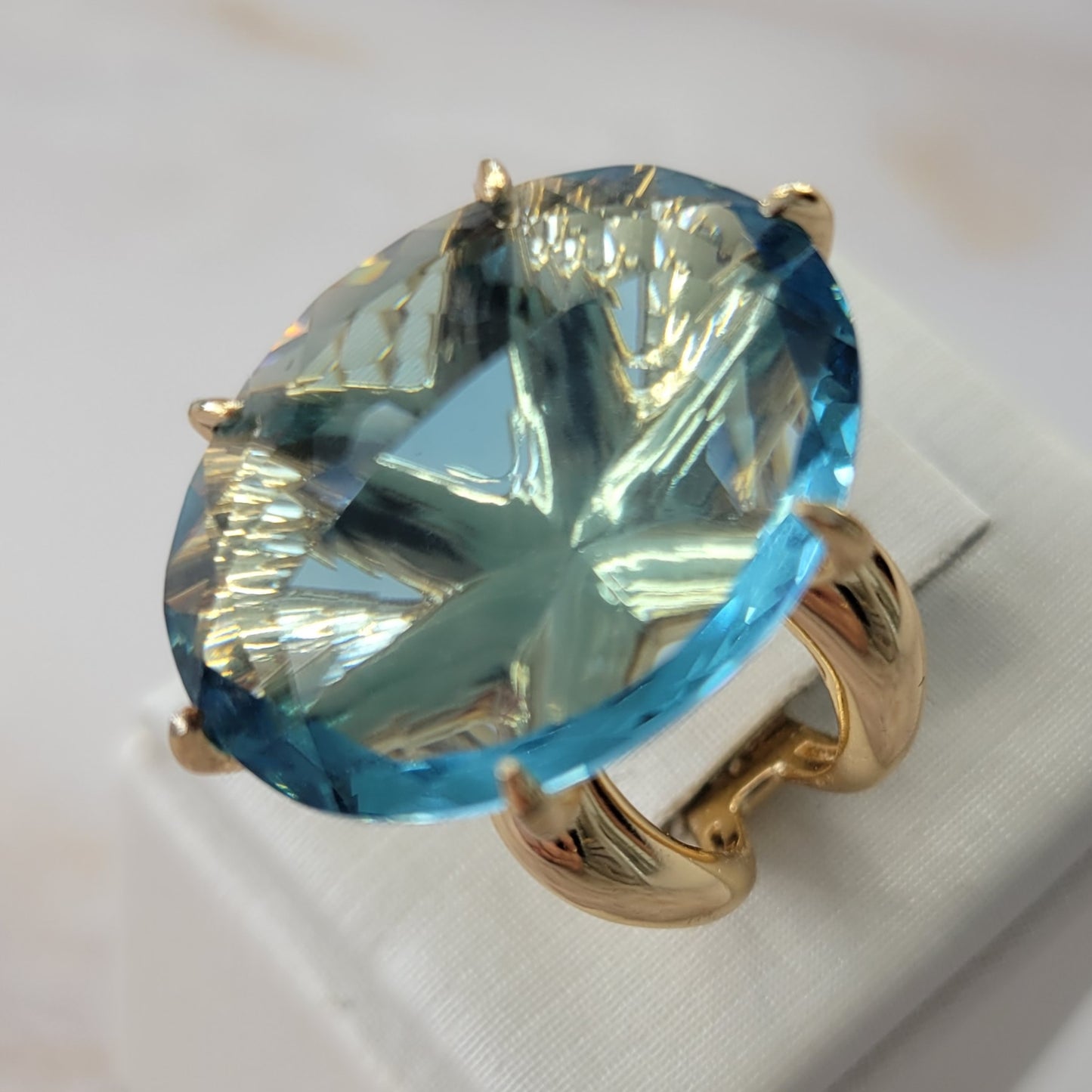 18K Gold Plated Inverted Aquamarine Star Ring