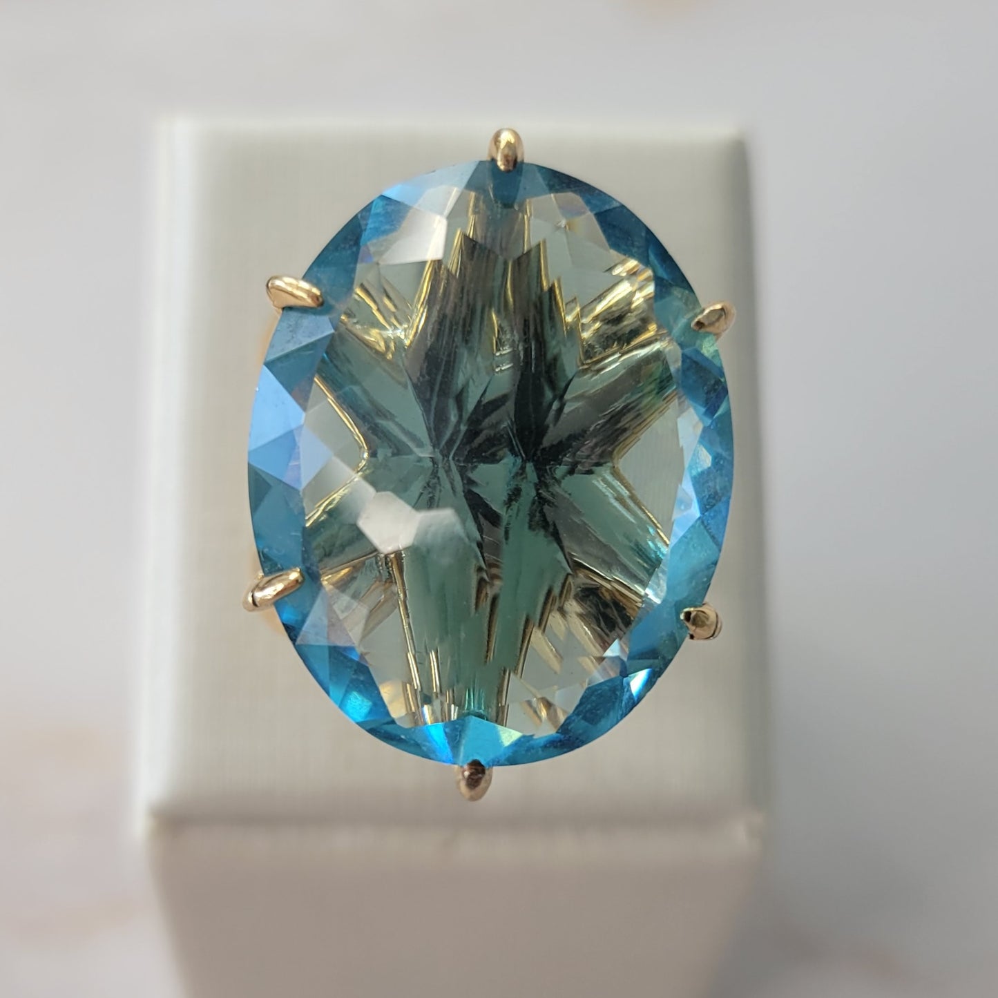 18K Gold Plated Inverted Aquamarine Star Ring