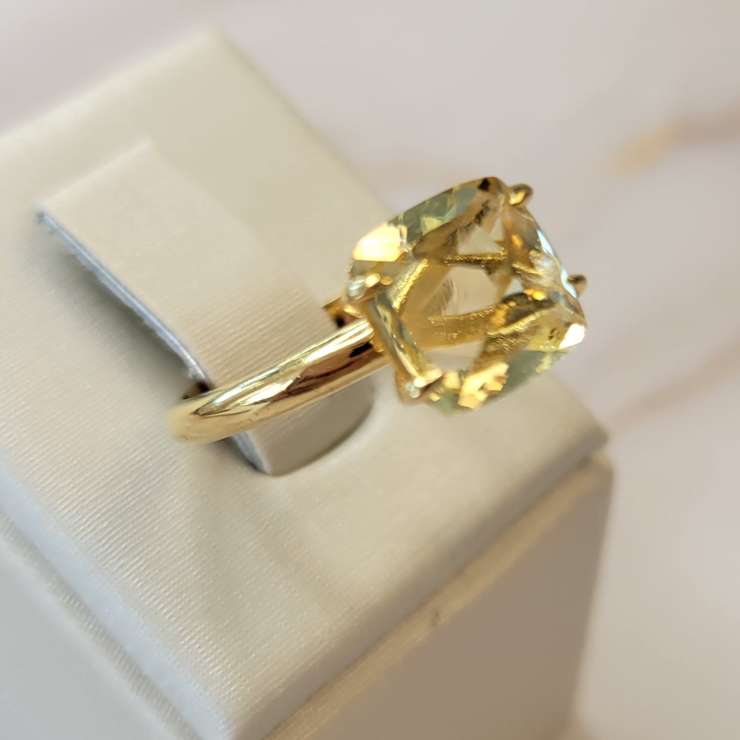 18K Gold Plated Citrine Solitaire Ring