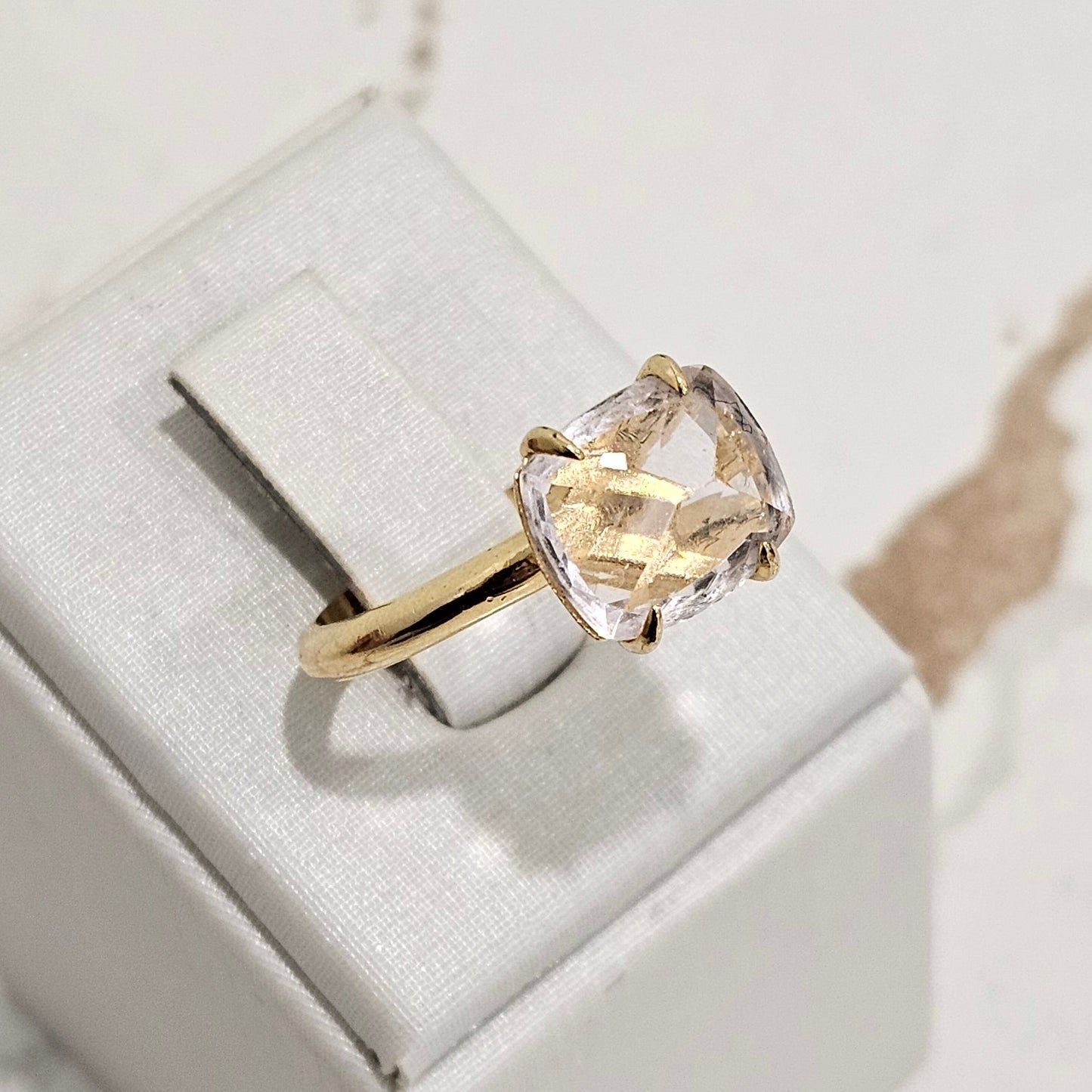 18K Gold Plated Kunzite Solitaire Ring