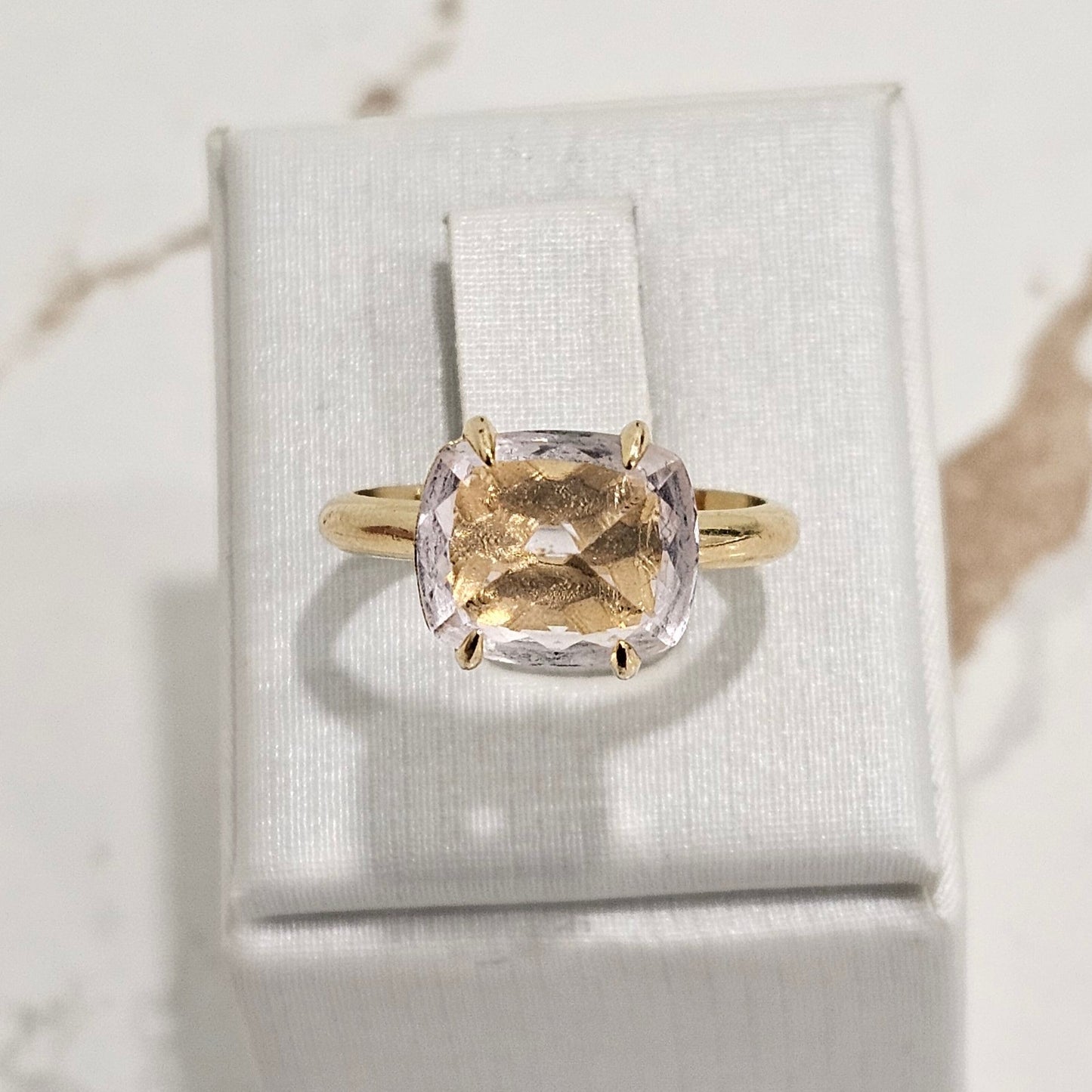 18K Gold Plated Kunzite Solitaire Ring