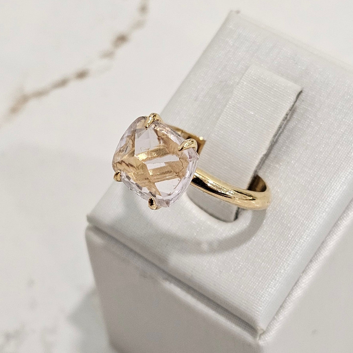 18K Gold Plated Kunzite Solitaire Ring
