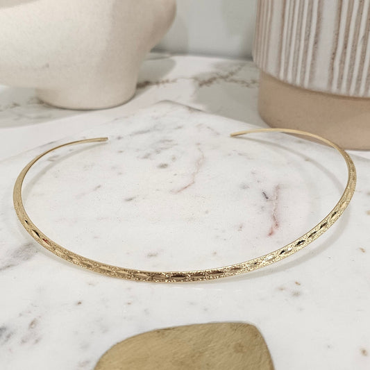 18K Gold Plated Detailed Cuff Necklace