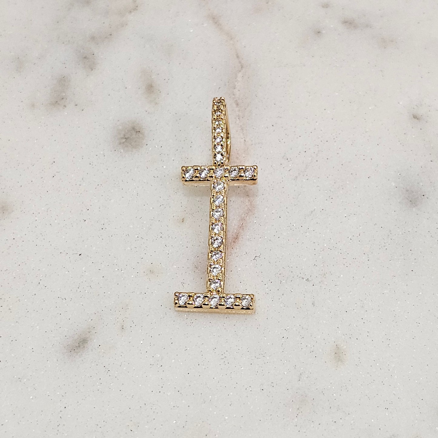 18K Gold Plated Personalized Letter Studded Zirconia Pendant