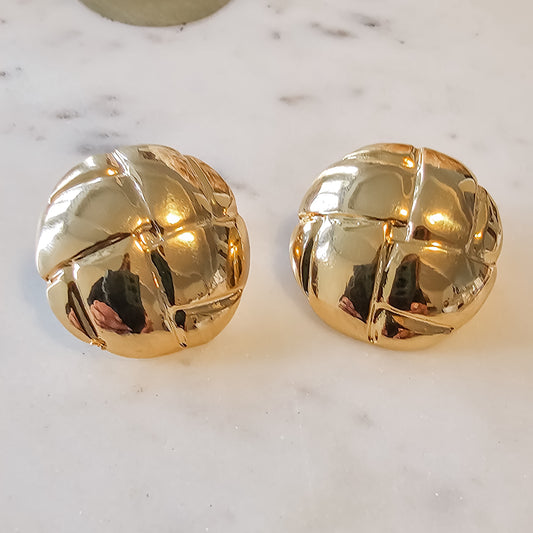 18K Gold Plated Round Stud Earrings