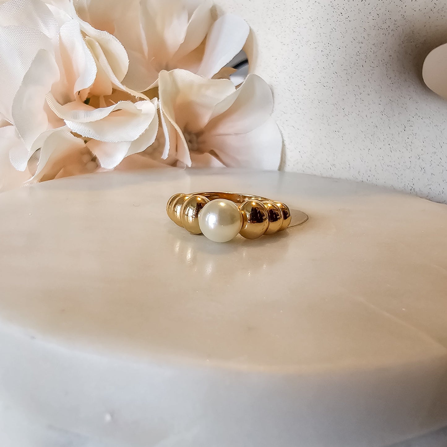 18K Gold Plated Delicate Pearl Ring