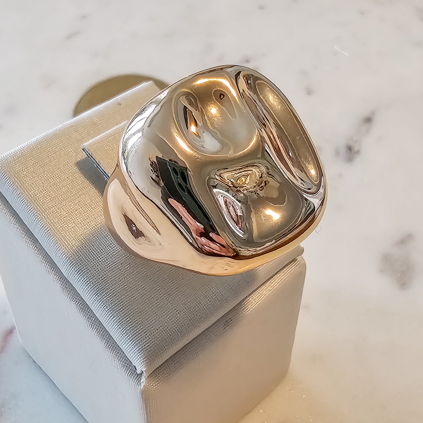 18K Gold Plated Bold Organic Square Ring