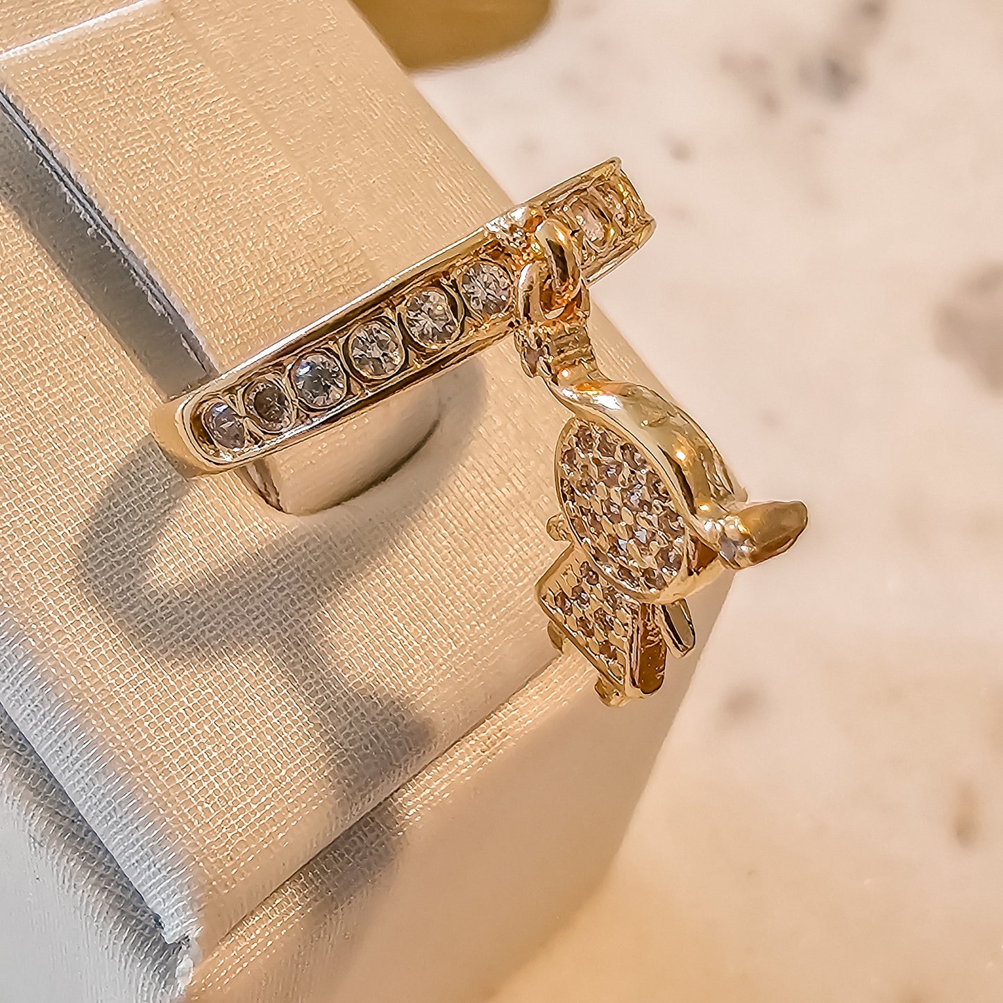 18K Gold Plated Studded Zirconia Girl Ring