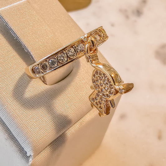 18K Gold Plated Studded Zirconia Girl Ring