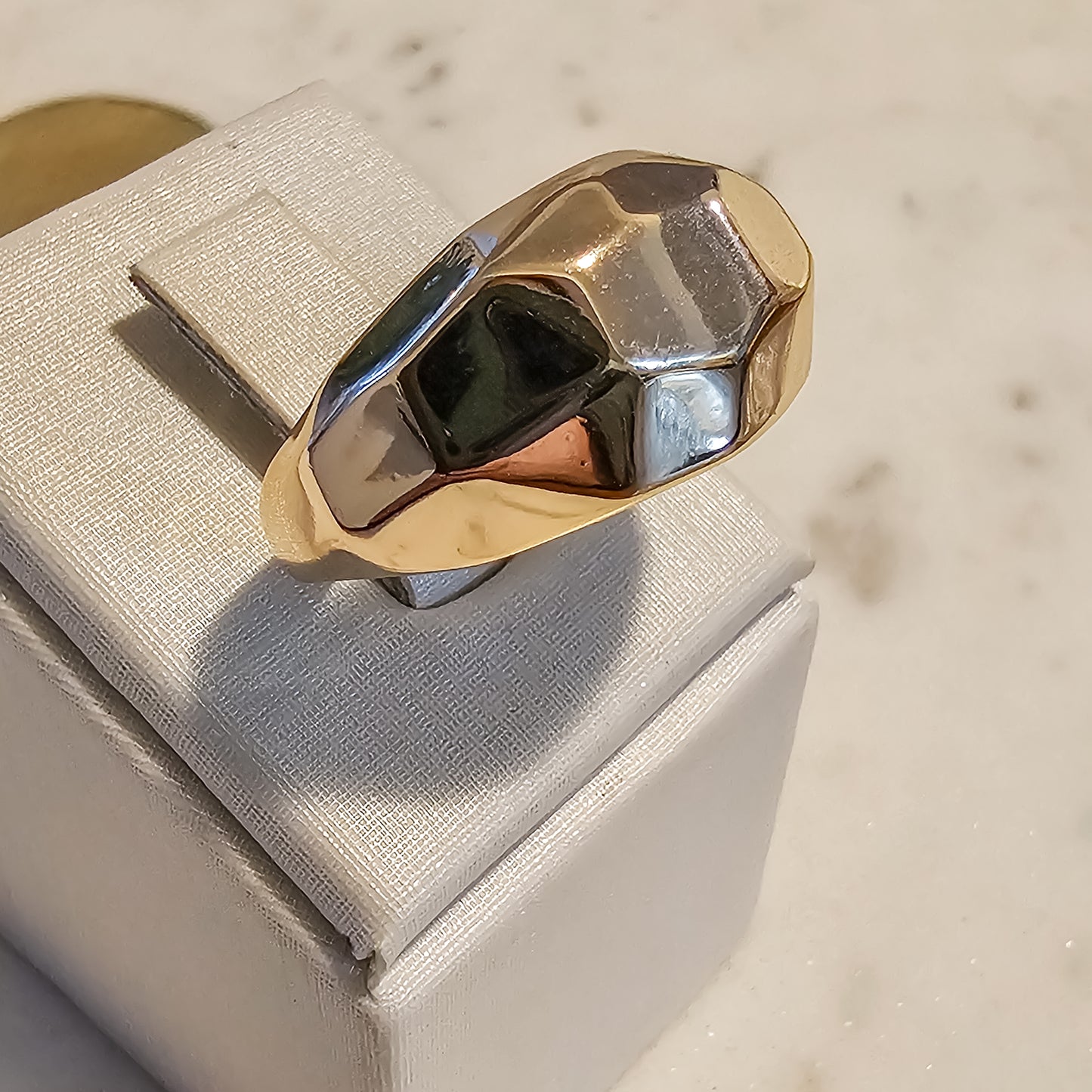 18K Gold Plated Bold Multifaceted Ring