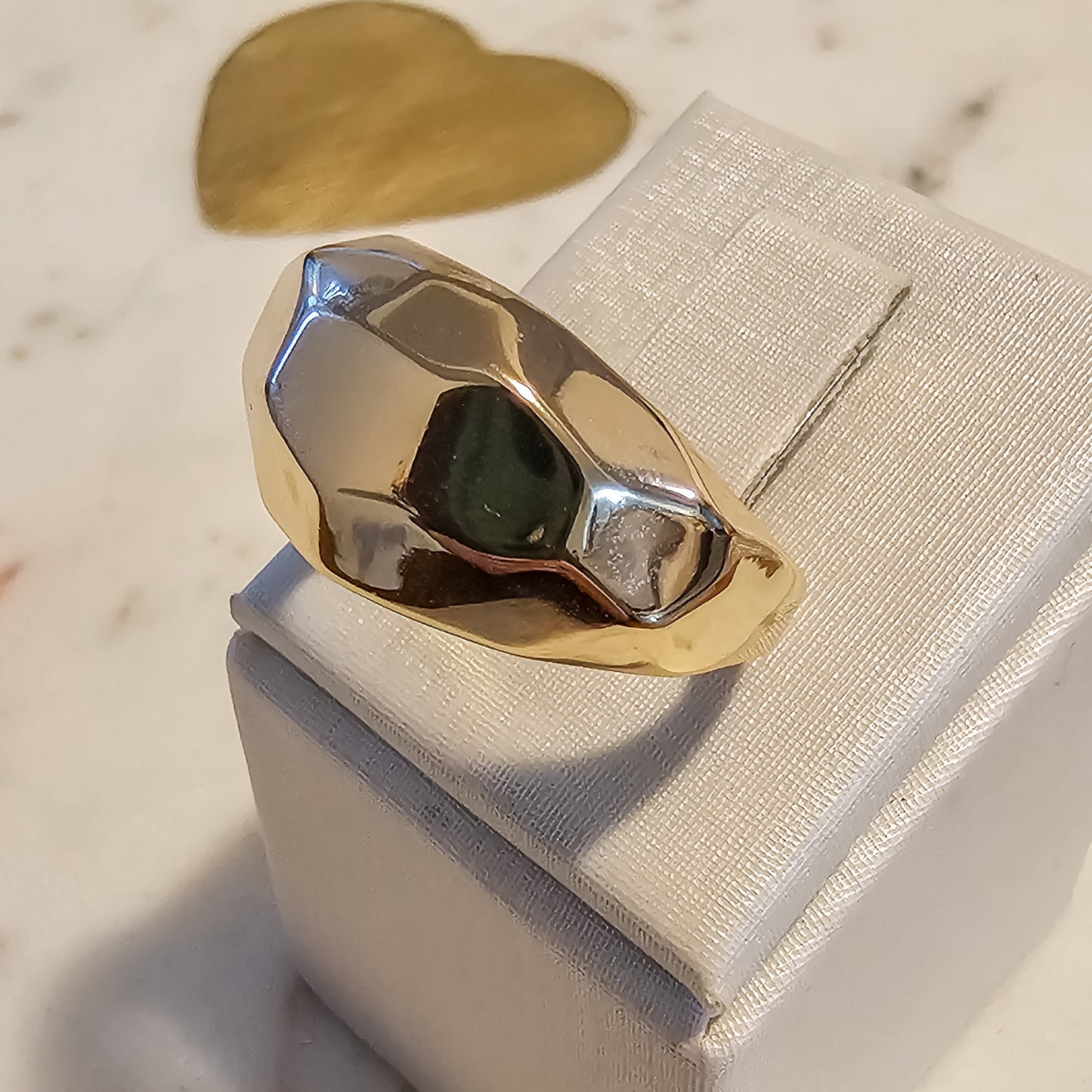 18K Gold Plated Bold Multifaceted Ring