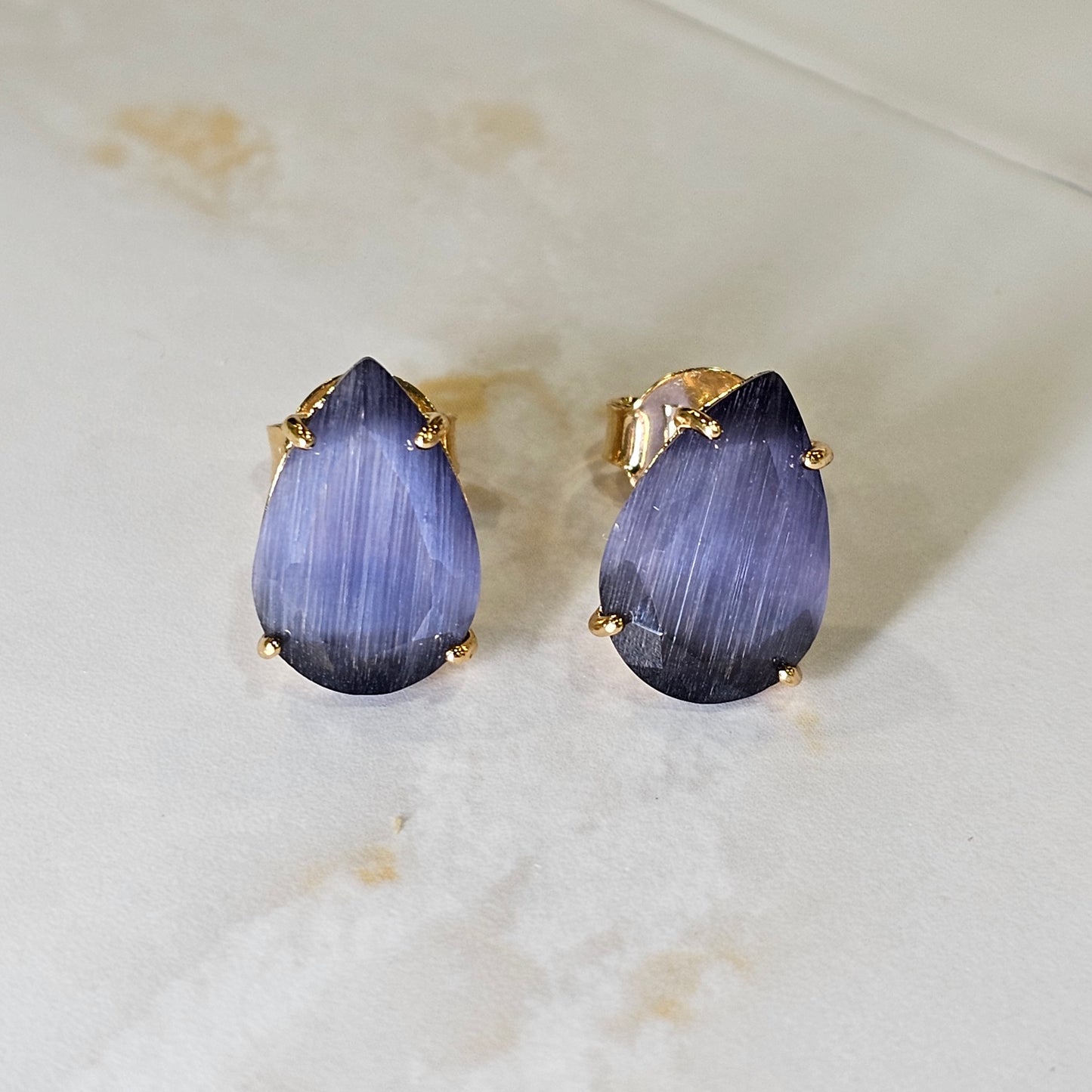 18K Gold Plated Teardrop Red to Pink Stones 10x15mm Earrings