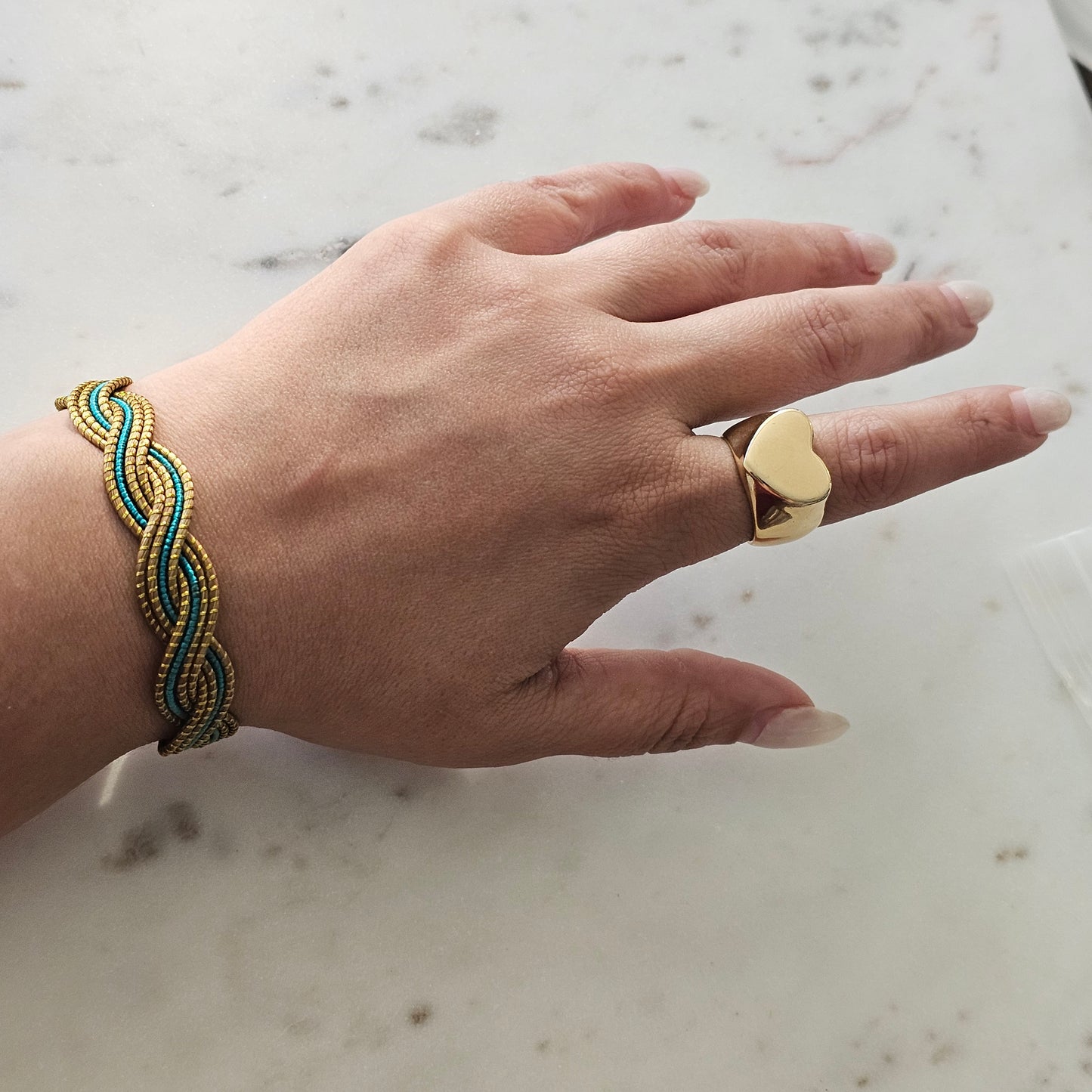 Thick Golden Grass Blue Bracelet