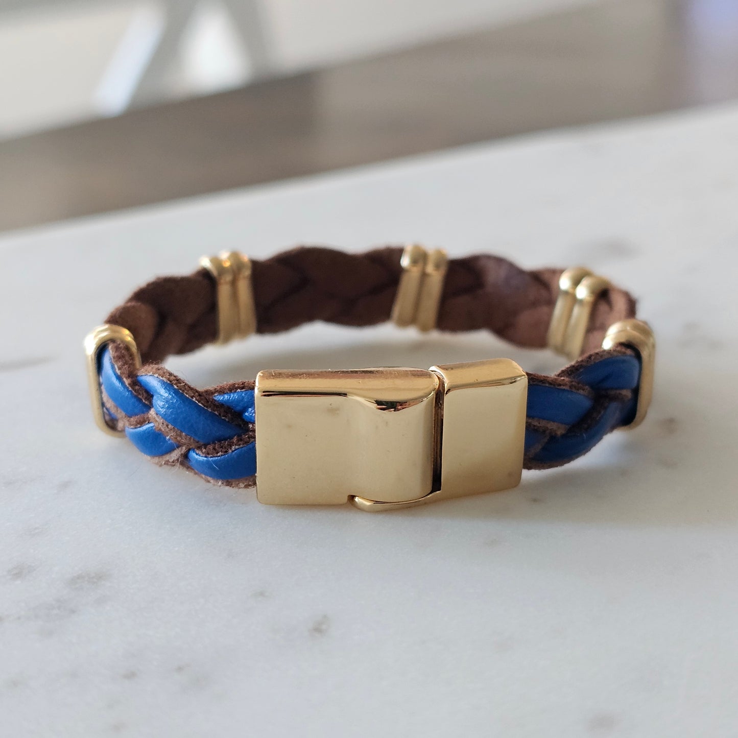 18K Gold Plated Leather Braid Color Bracelet