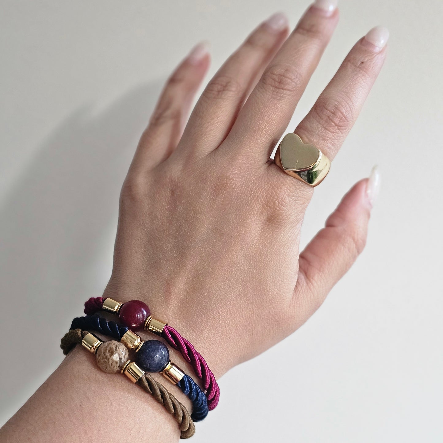 18K Gold Plated Round Rhodonite Bracelet