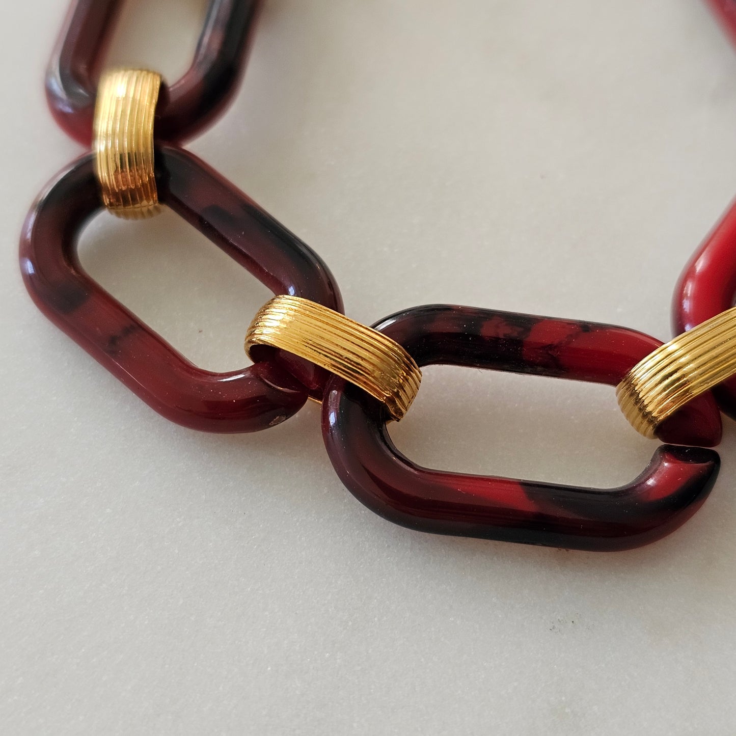 18K Gold Plated Cream Link Resin Bracelet