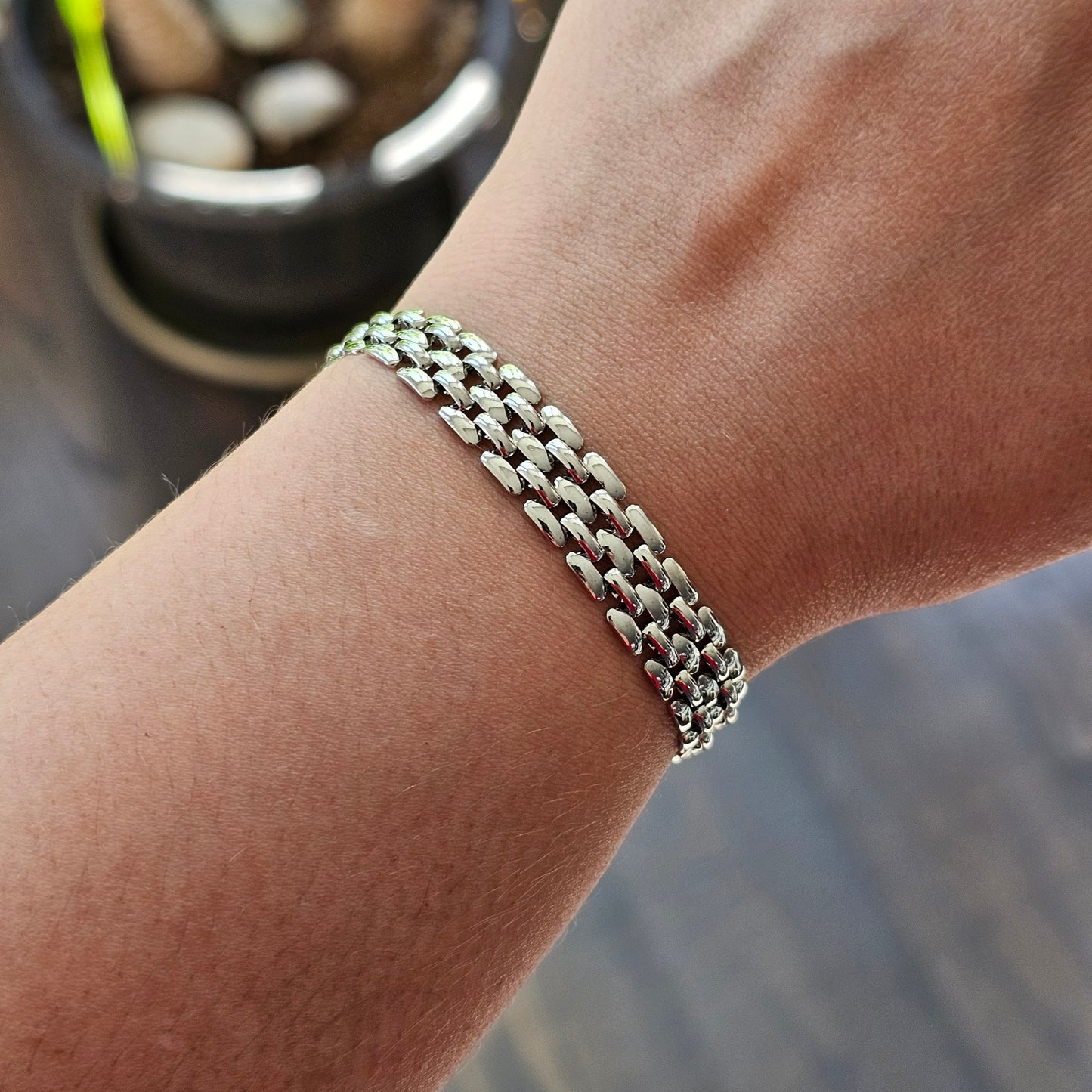 White Rhodium Plated Watch Bracelet