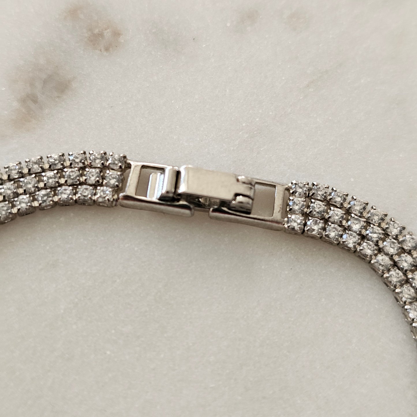 White Rhodium Plated Trio Thin Tennis Bracelet