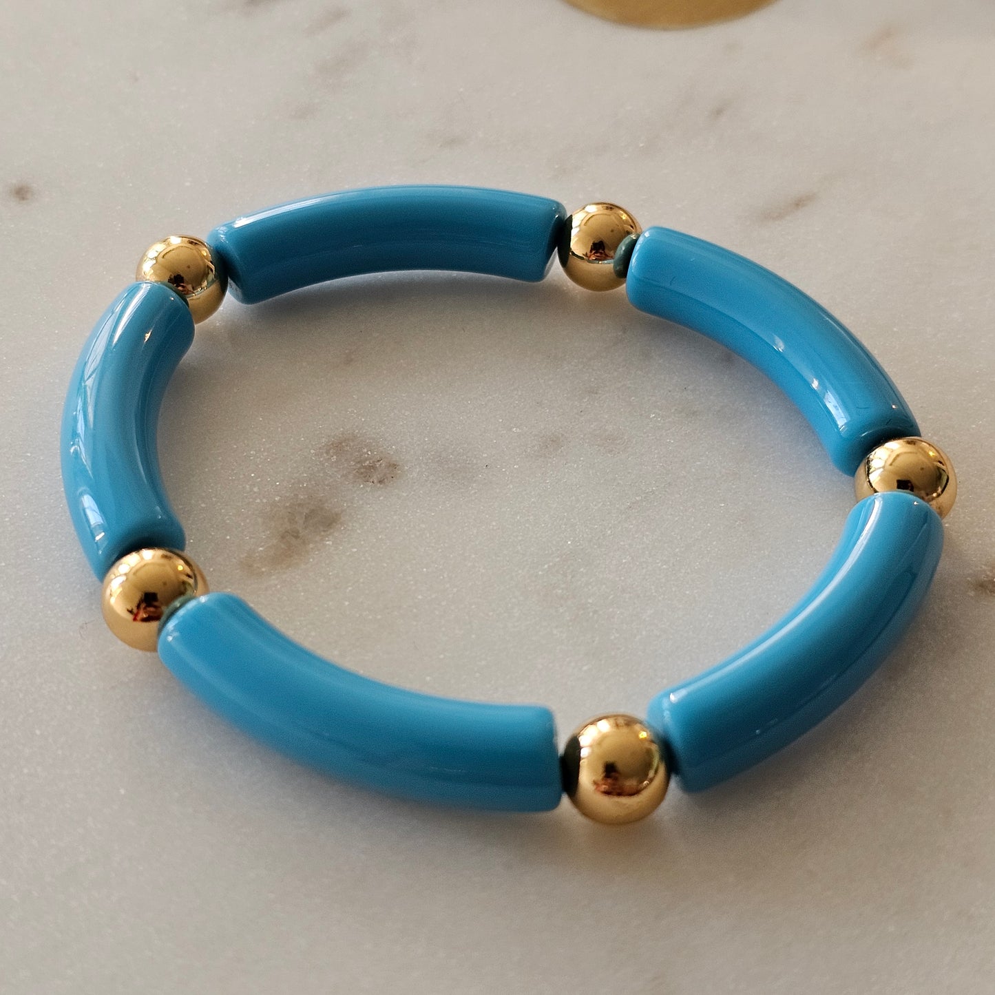 18K Gold Plated Bracelet with resin tube accents.