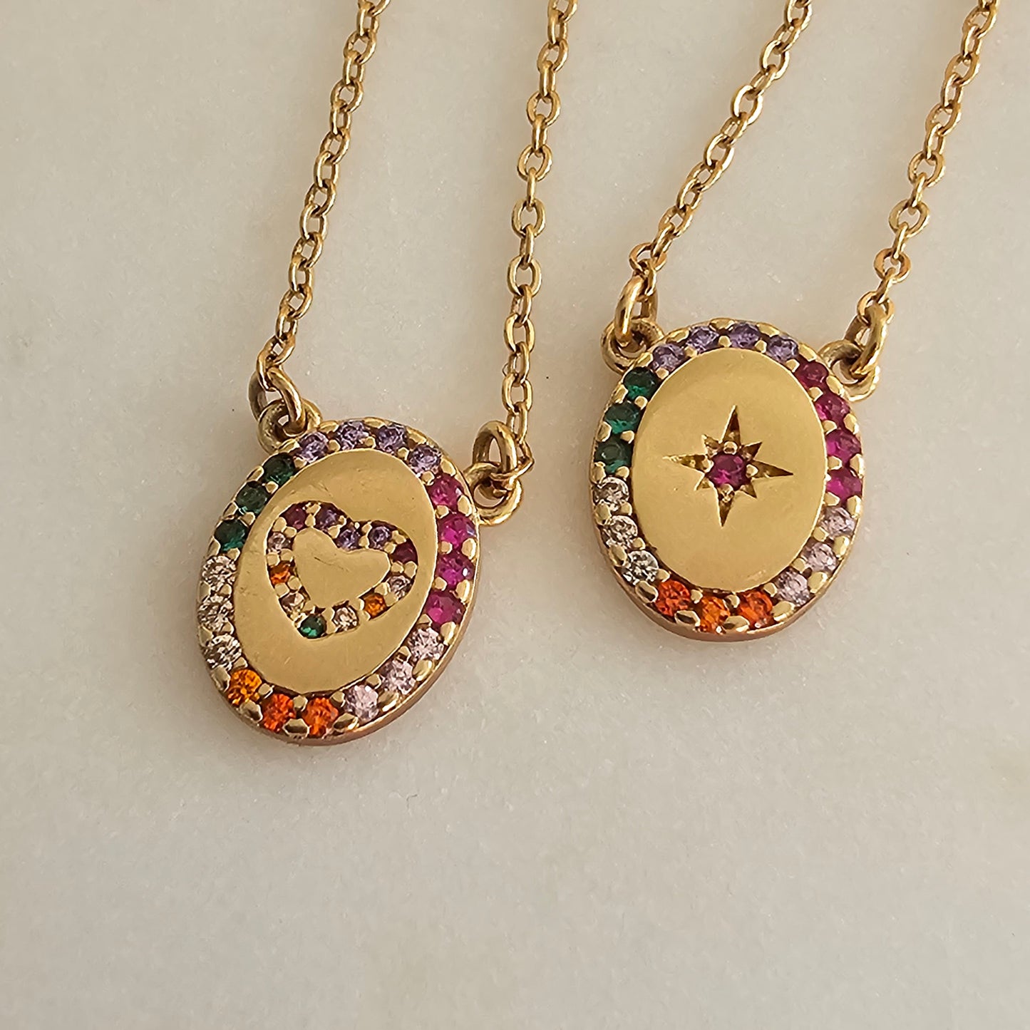 18K Gold Plated Scapular Colorful Neckace