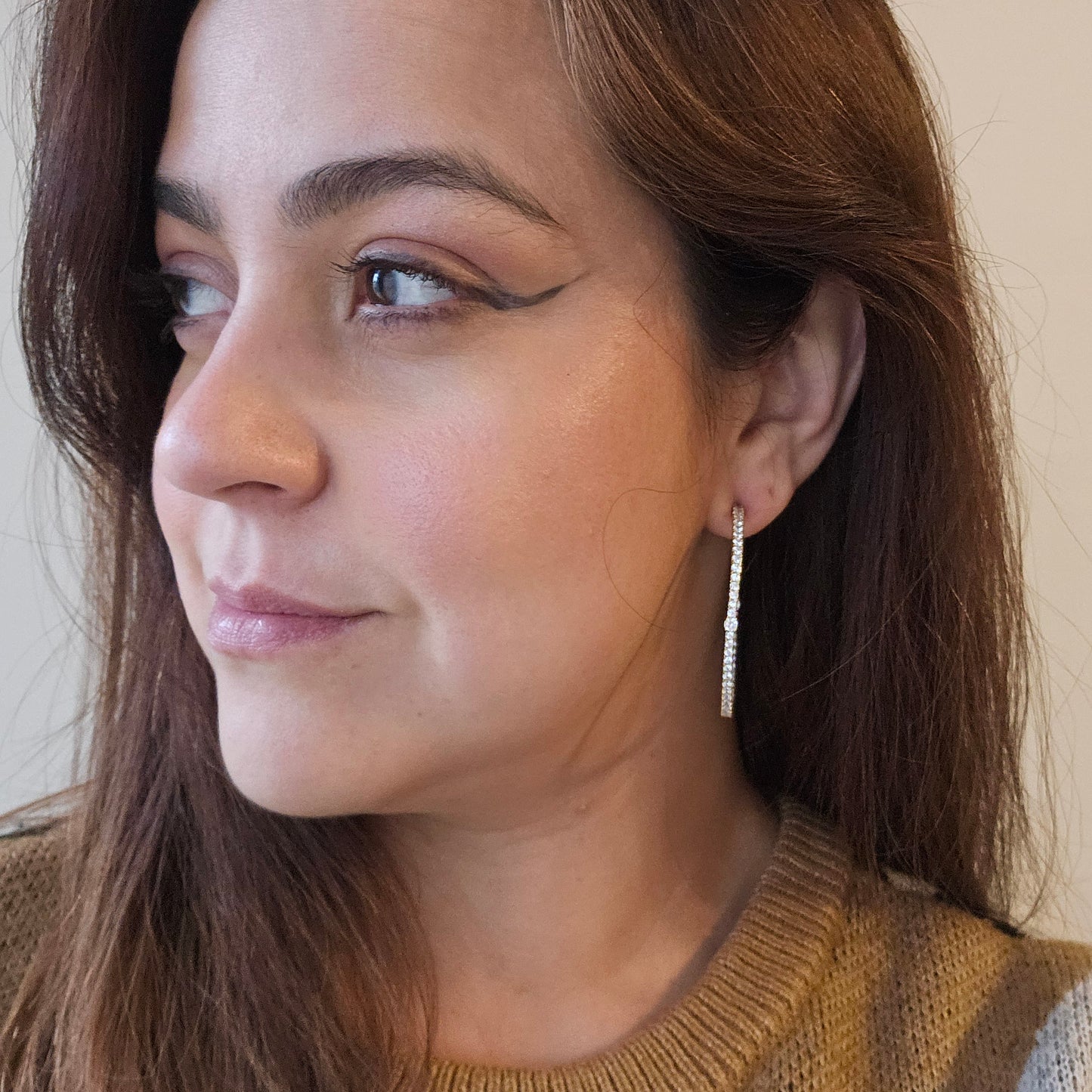 18K Gold Plated Studded Zirconia Hoops Earrings