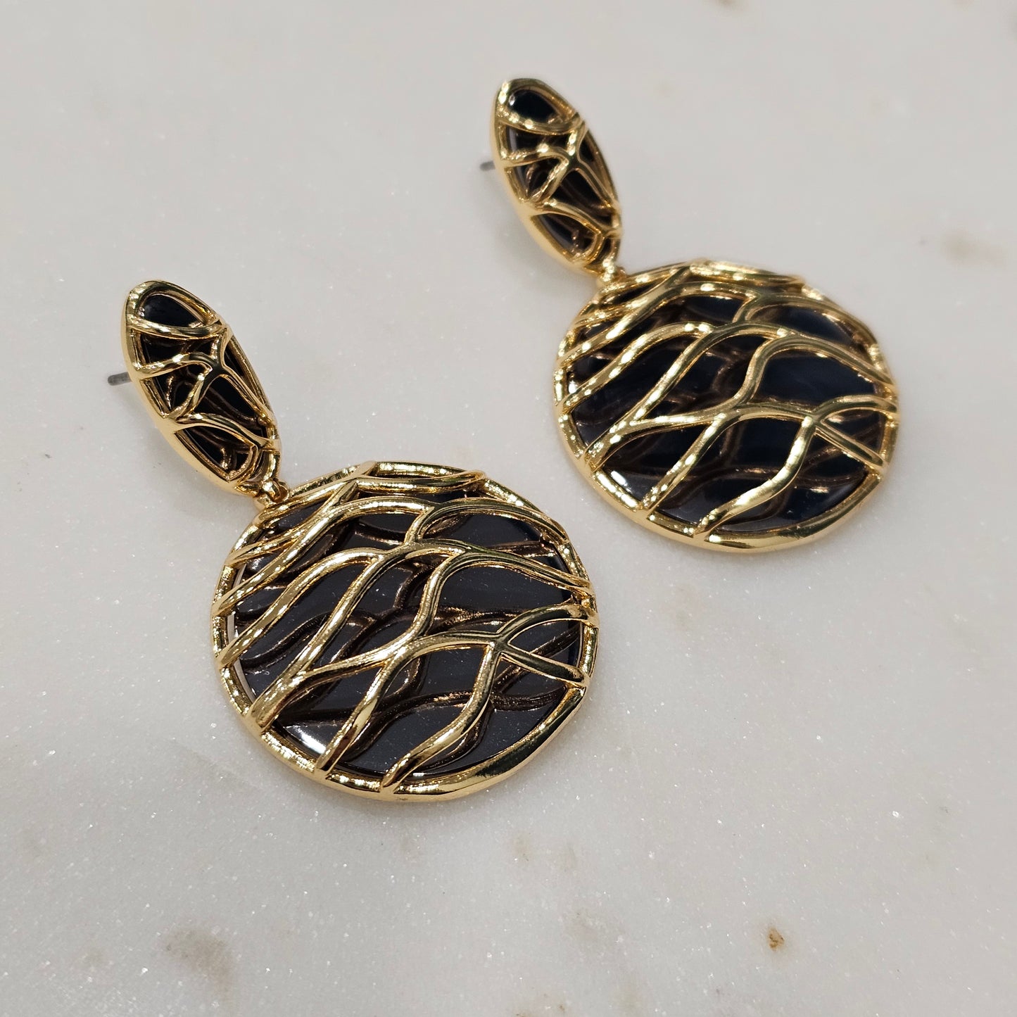 18K Gold Plated and Black Rhodium Earrings