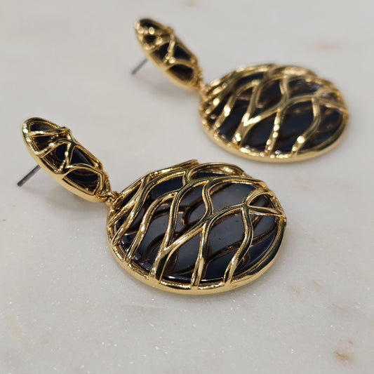 18K Gold Plated and Black Rhodium Earrings